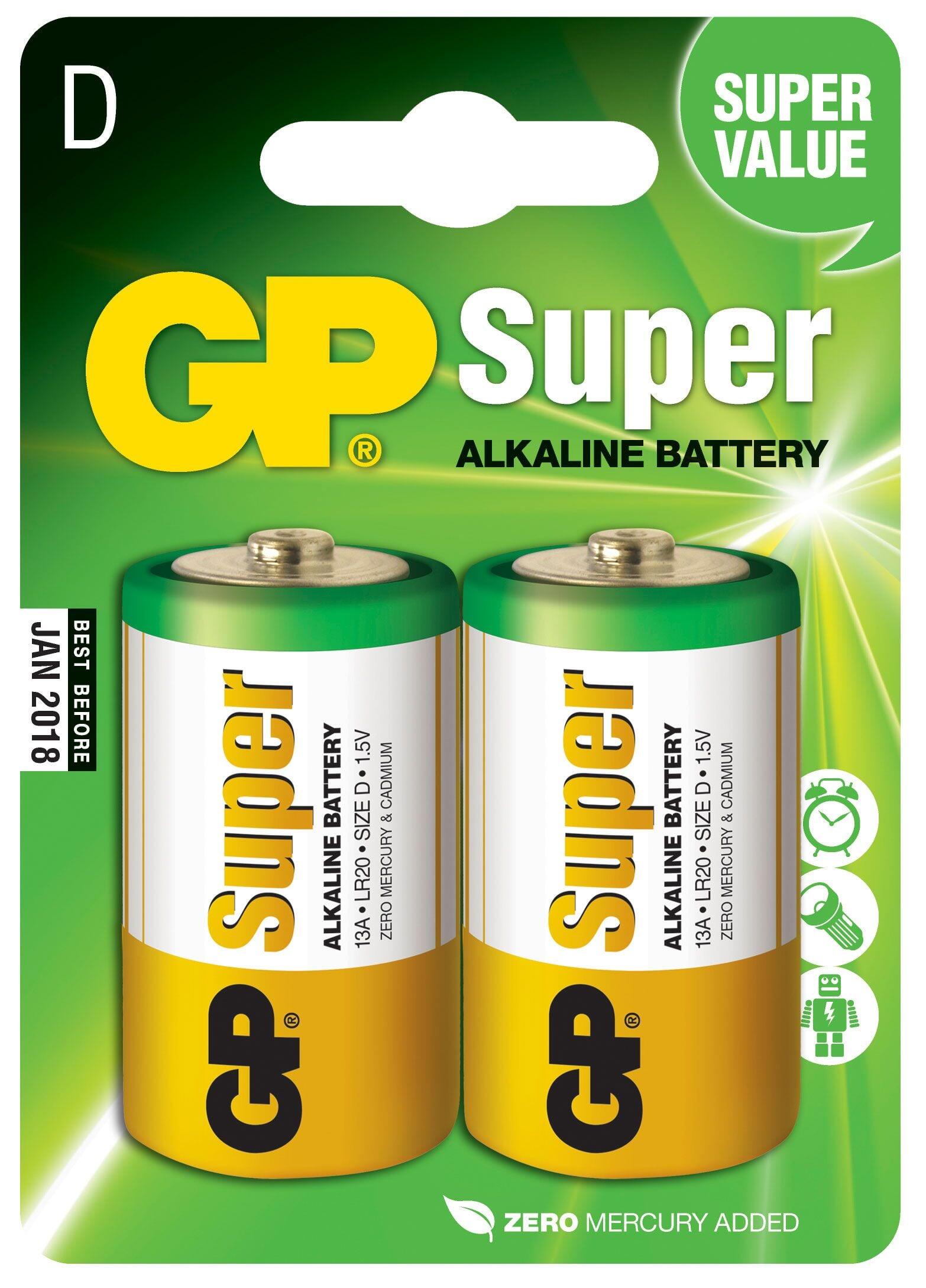 Blister 2 Batterie Torcia D GP Super