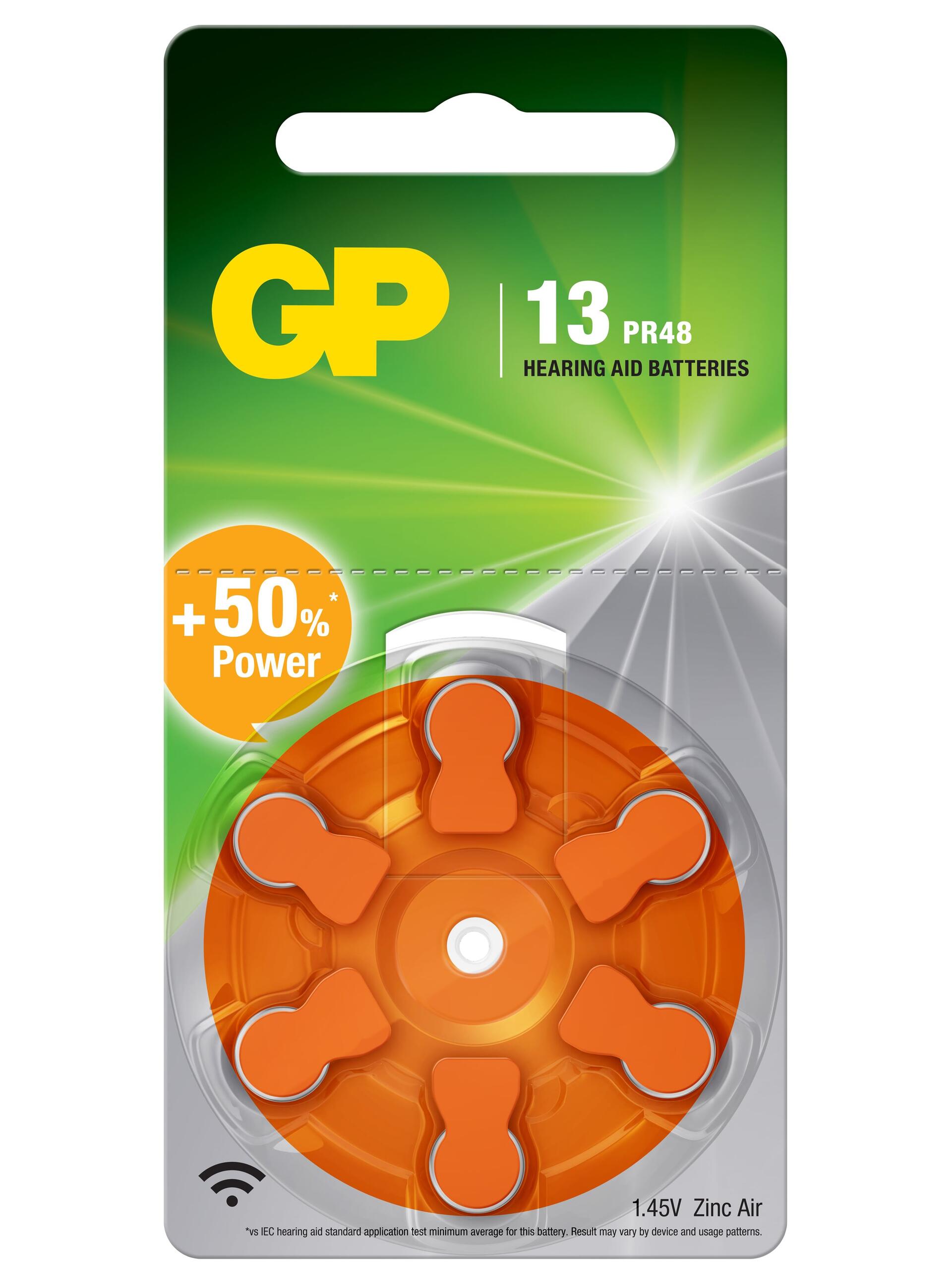 Blister 6 Batterie a Bottone PR48 ZA13 AC13 DA13 per Protesi Acustiche