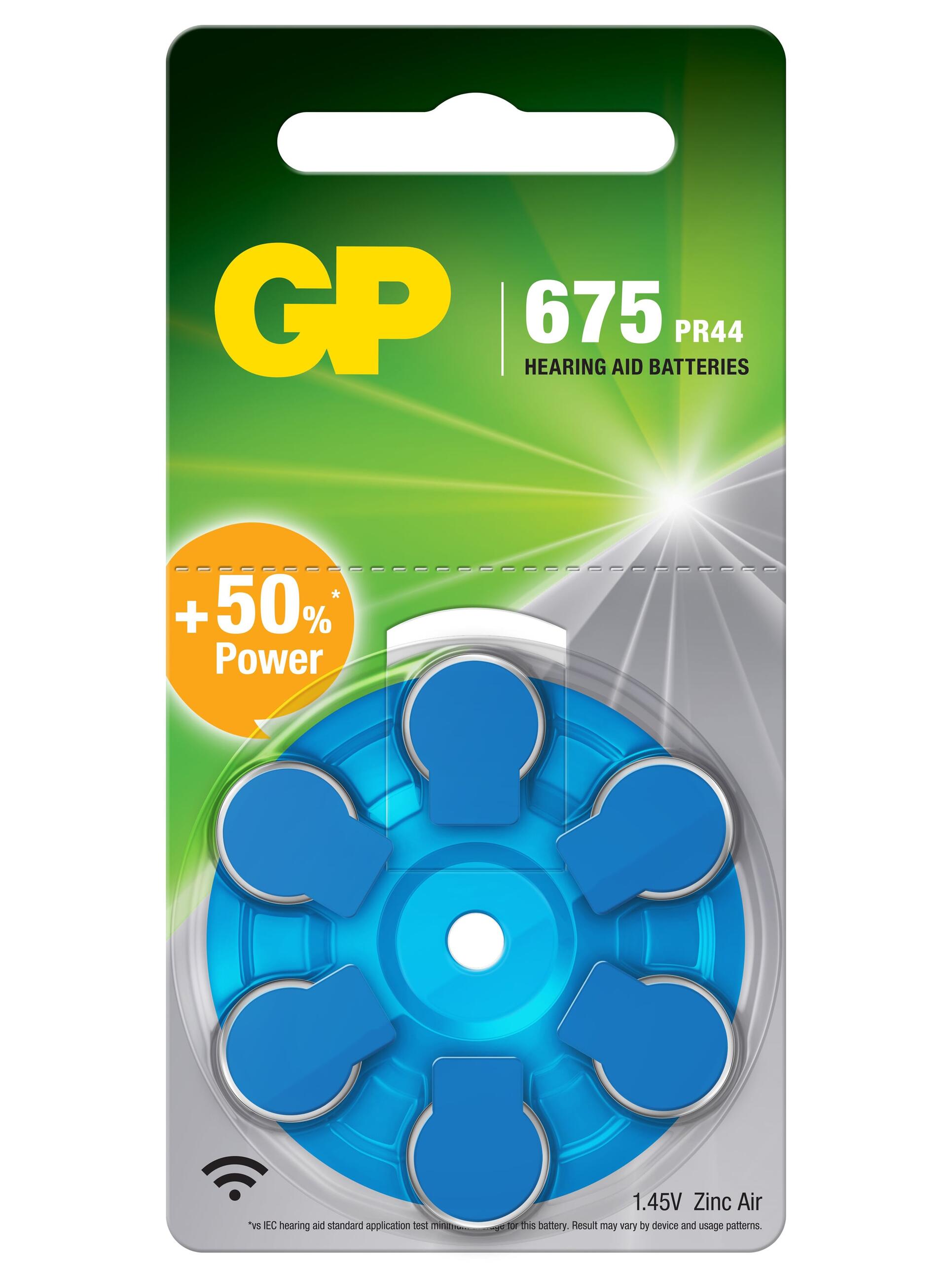 Blister 6 Batterie a Bottone PR44 ZA675 AC675 DA675 per Protesi Acustiche