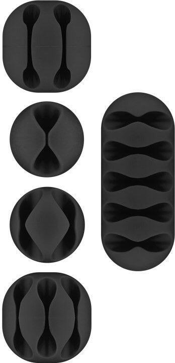 Clip Fermacavo Set da 5 pz Varie Misure Nero