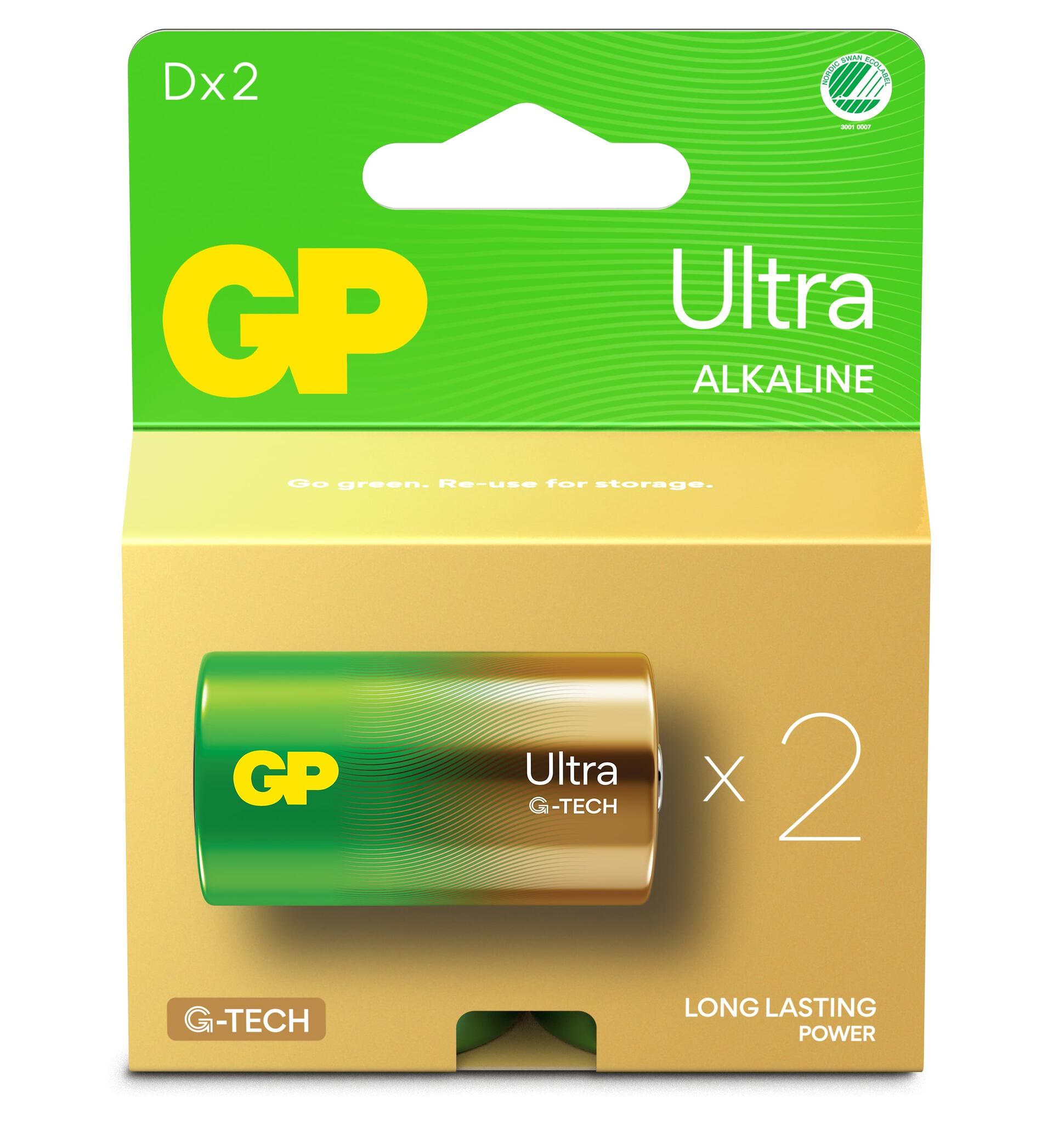 Confezione 2 Batterie GP Ultra Alcalina Torcia D 13AU/LR20