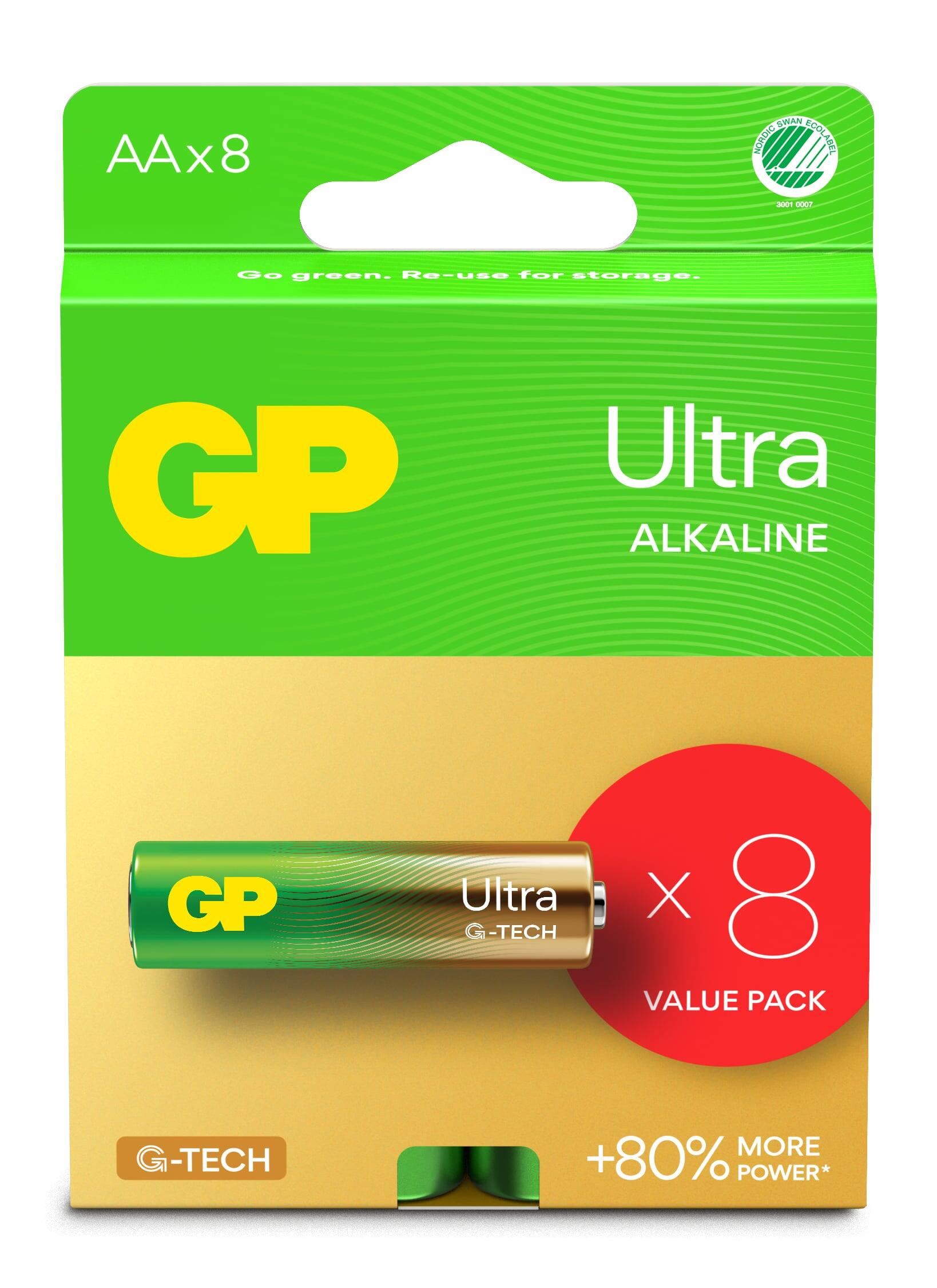 Confezione 8 Batterie GP Ultra Alcaline Stilo AA 15AU/LR6