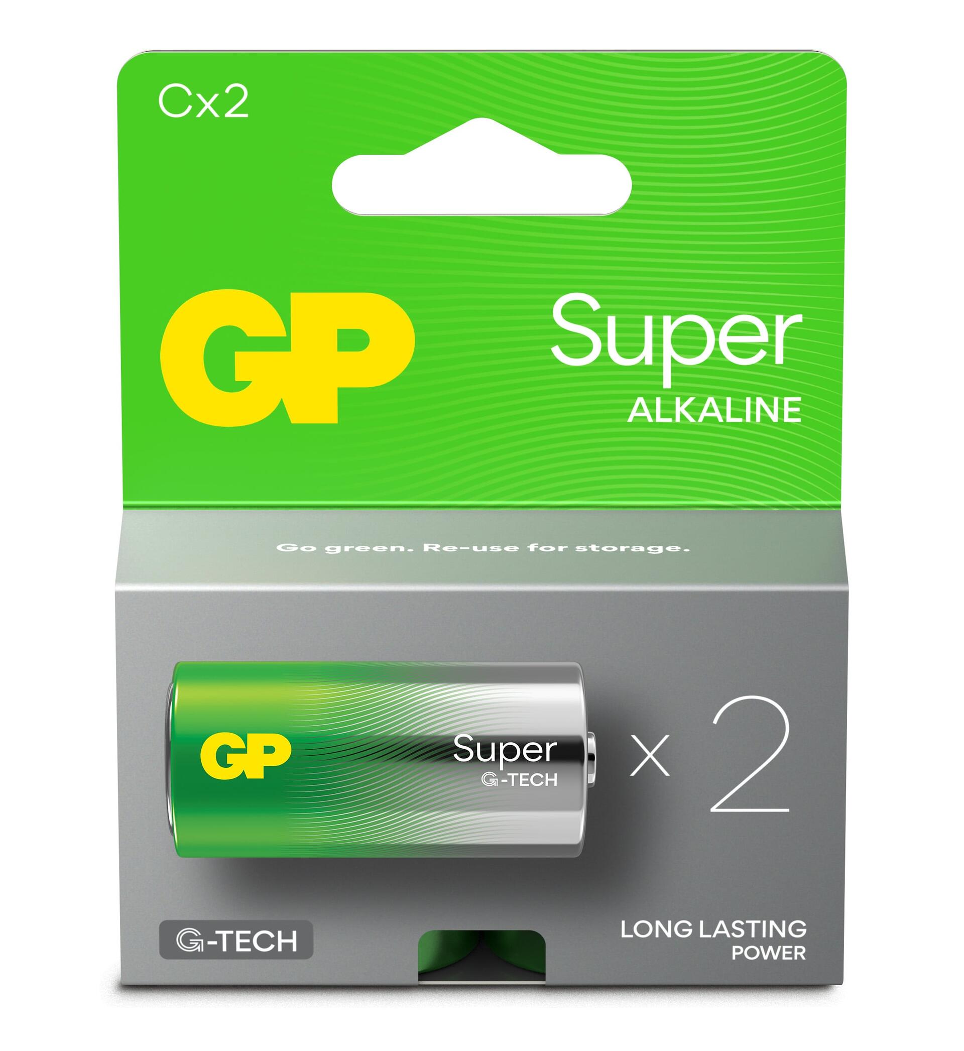 Confezione 2 Batterie GP Super Alcalina Mezza Torcia C 14A/LR14