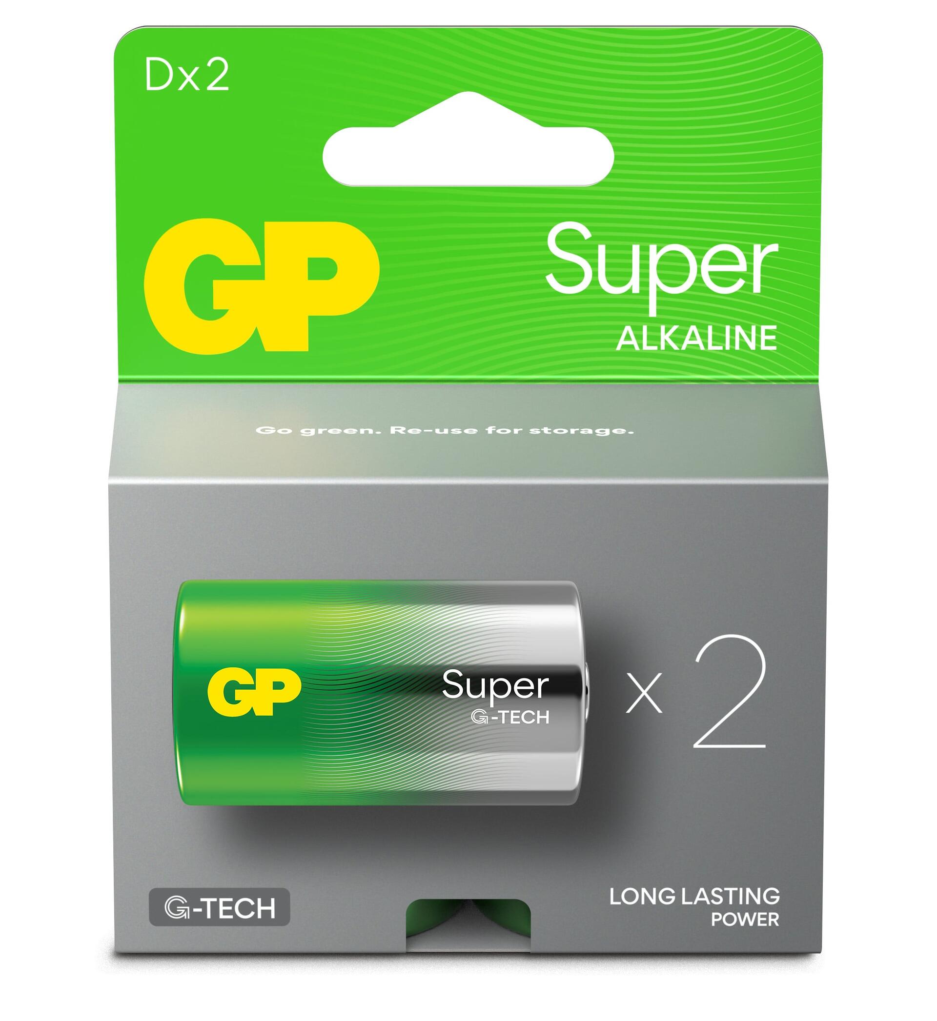 Confezione 2 Batterie GP Super Alcalina Torcia D 13A/LR20