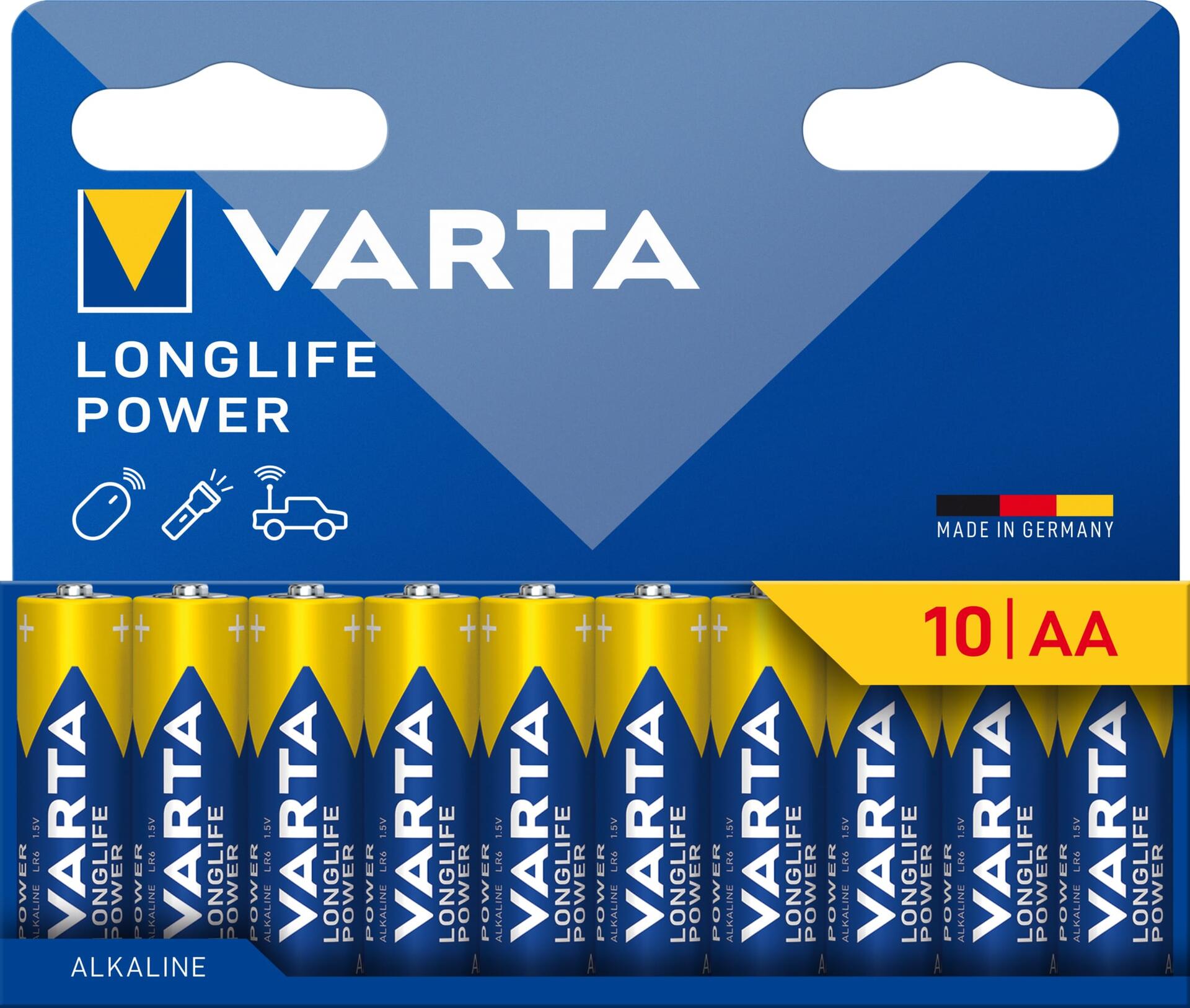 Confezione 10 Batterie Varta Longlife Power Stilo AA