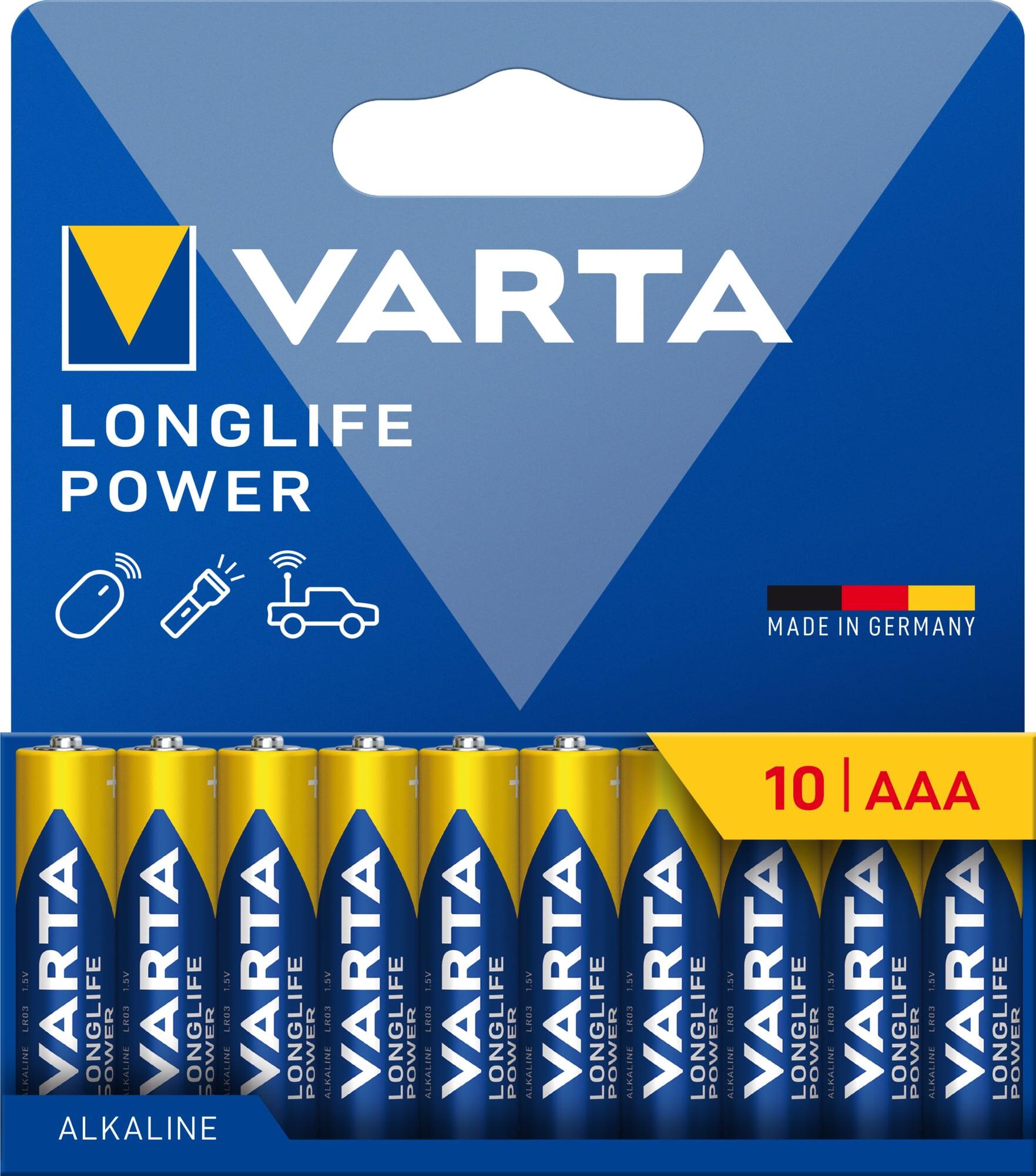 Confezione 10 Batterie Varta Longlife Power Ministilo AAA