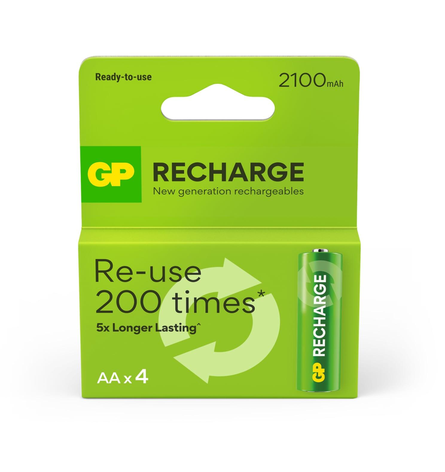 Blister 4 Batterie Ricaricabili AA Stilo 2100 mAh GP ReCyko