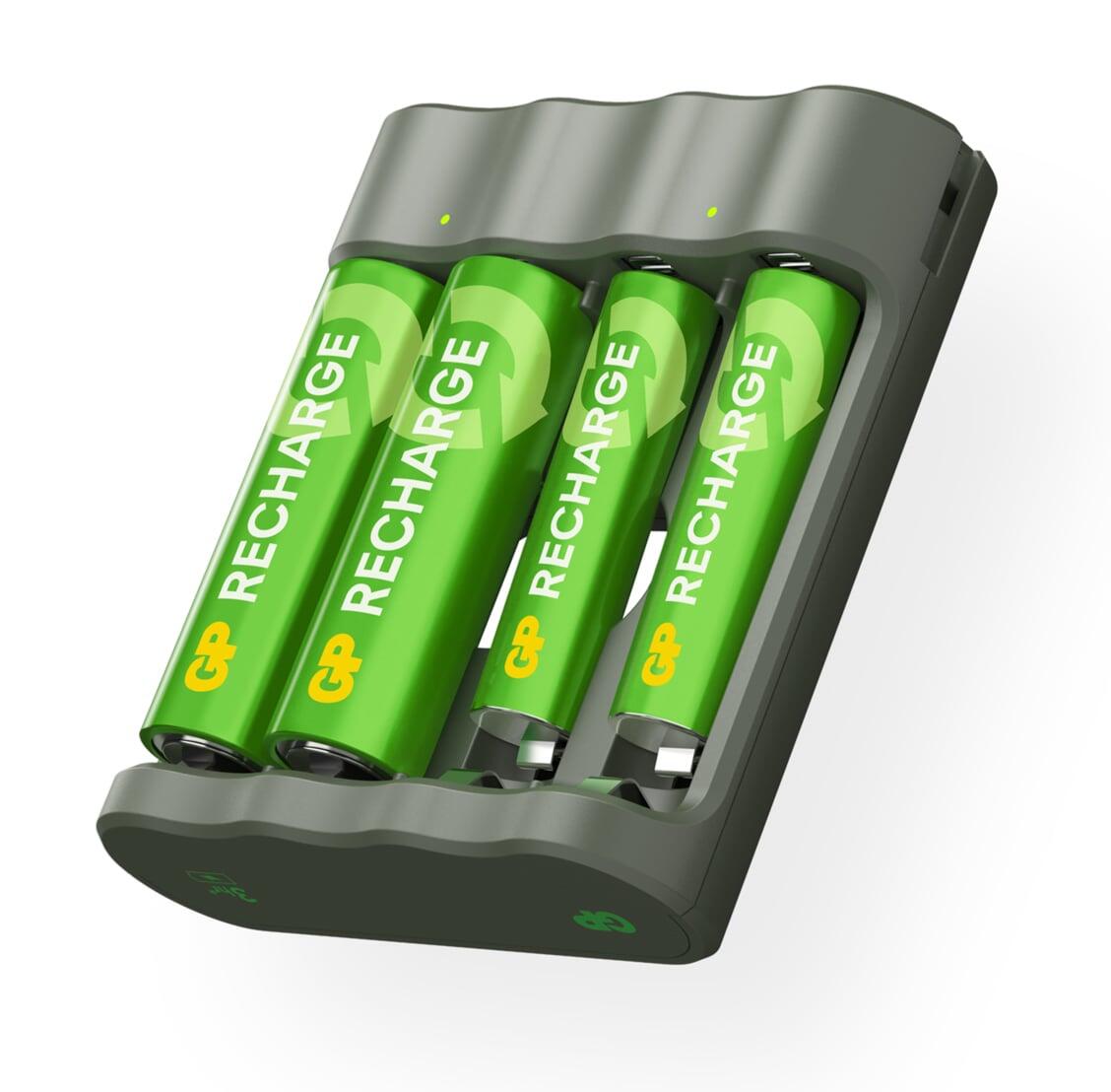 Caricabatterie per AA e AAA con 2 Batterie AA e 2 Batterie AAA Incluse