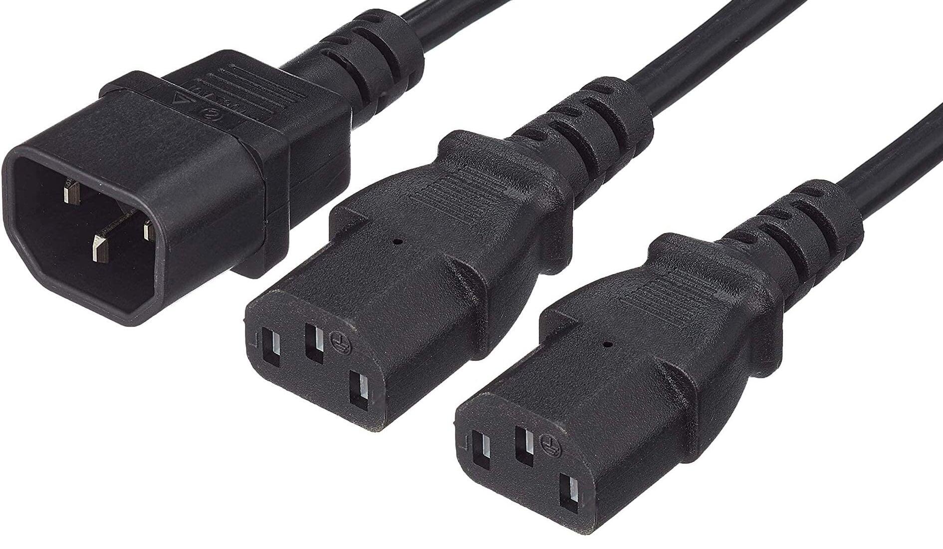 Cavo Prolunga di Alimentazione Sdoppiato 2 C13 F a 1 C14 M 1,8 m Nero