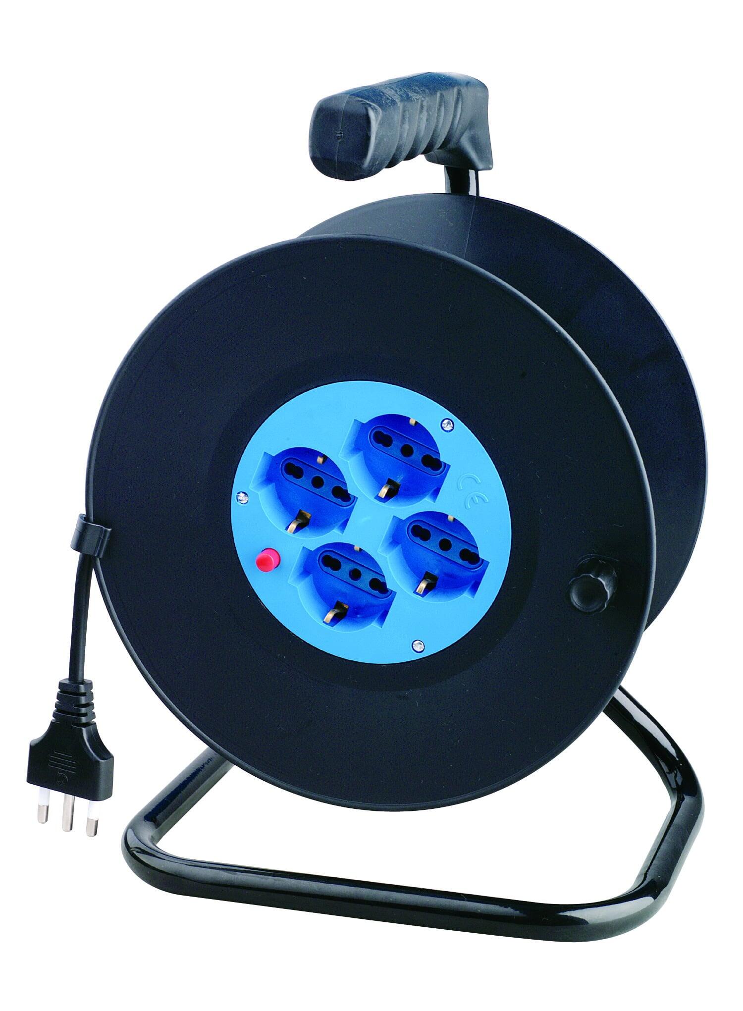 Avvolgicavo 4 prese bipasso/schuko 25 mt