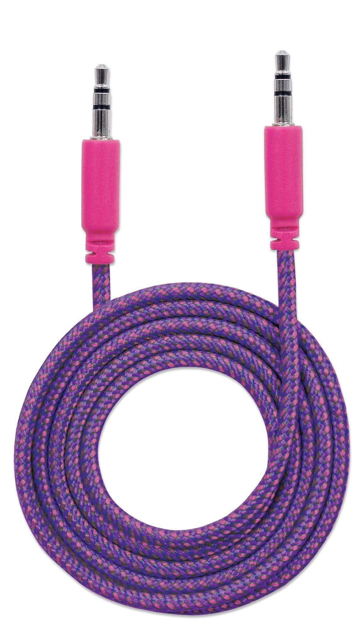 Cavo Audio con Guaina Intrecciata 1m Viola/Fucsia con Blister