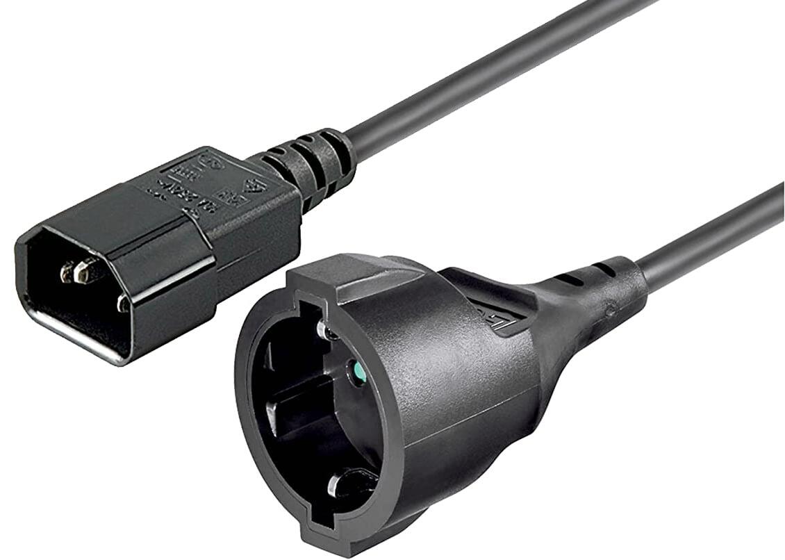Cavo di Alimentazione VDE C14 Maschio / Schuko Femmina 1,5m Nero