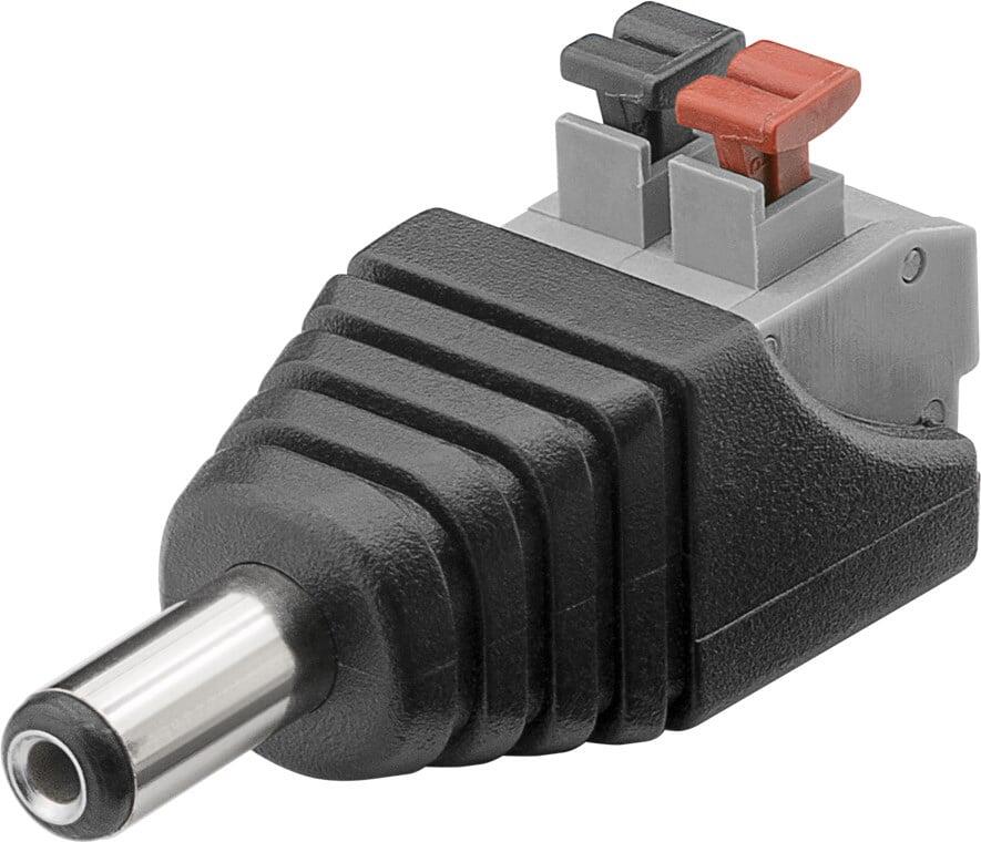 Adattatore Plug DC 2.1x5.5mm Maschio Terminal Block 2 pin con Pulsante
