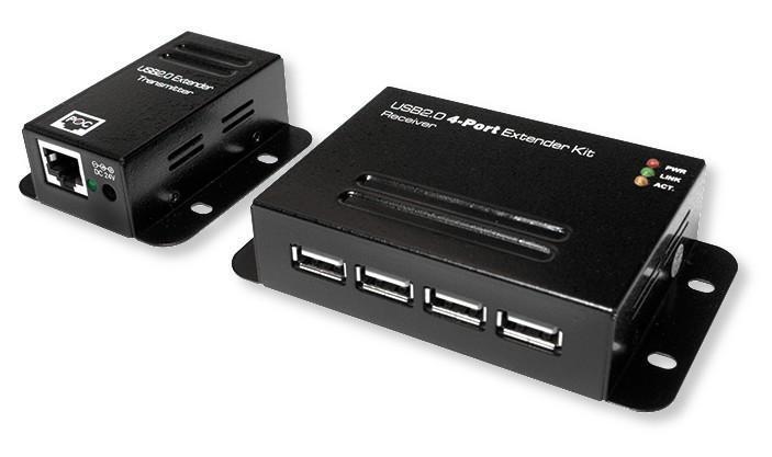 Extender USB su Cavo Cat.5/5e/6 fino a 50m con Hub 4 Porte