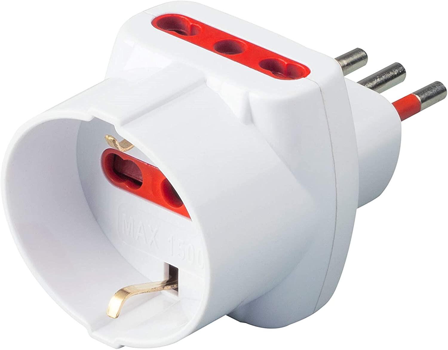 Adattatore Triplo Spina 2P+T Presa Bipasso 2P+T con Schuko
