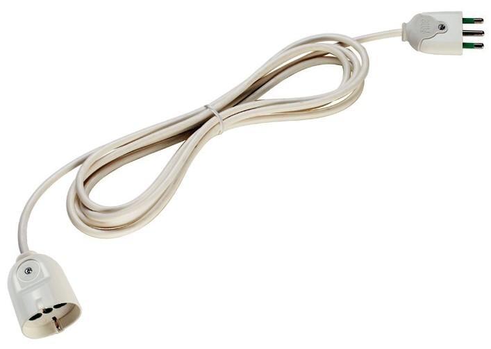 Cavo Prolunga di Alimentazione con Presa Bipasso Italo/Tedesca 3 metri Bianco