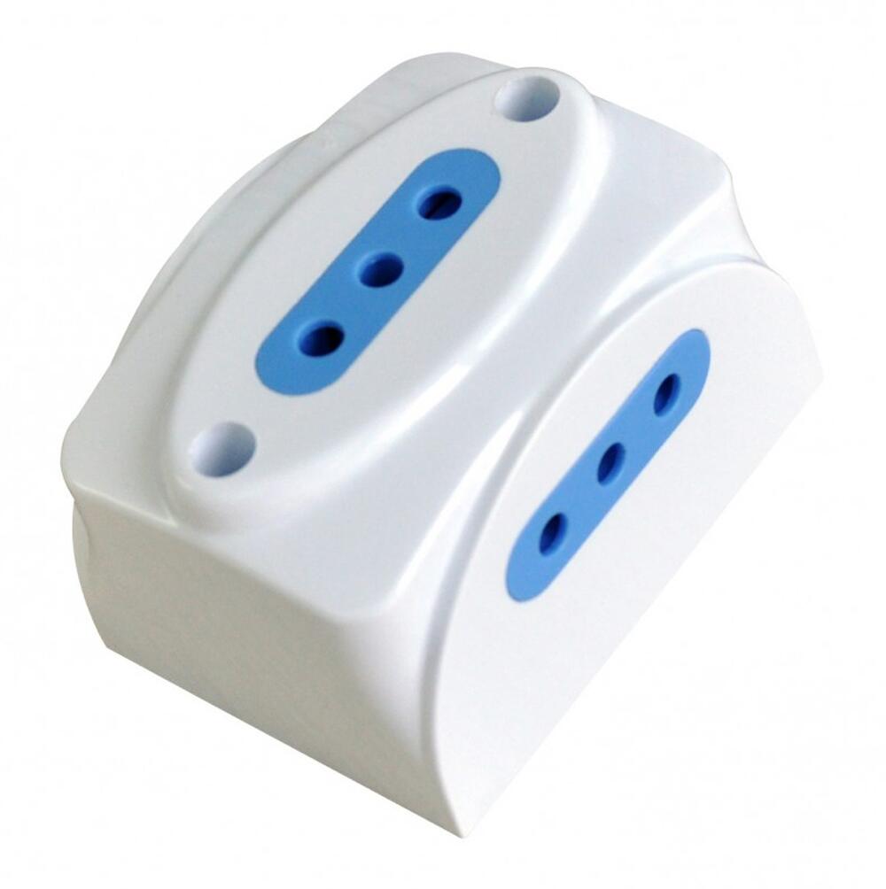 Presa tripla 10A 2P+T da muro bianco