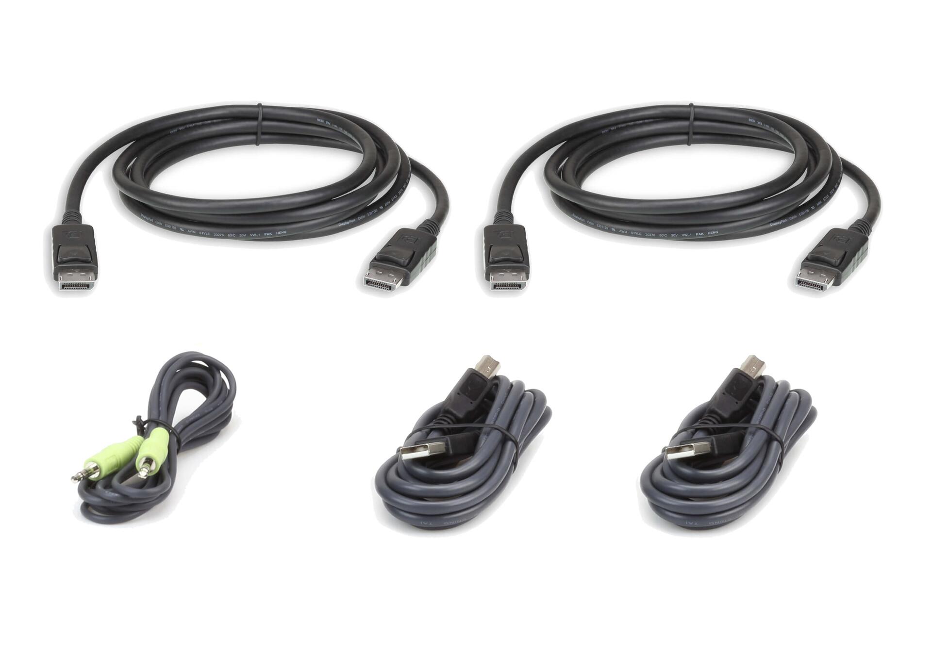 Kit cavo KVM di sicurezza USB DisplayPort a visualizzazione doppia da 3 m, 2L-7D03UDPX5