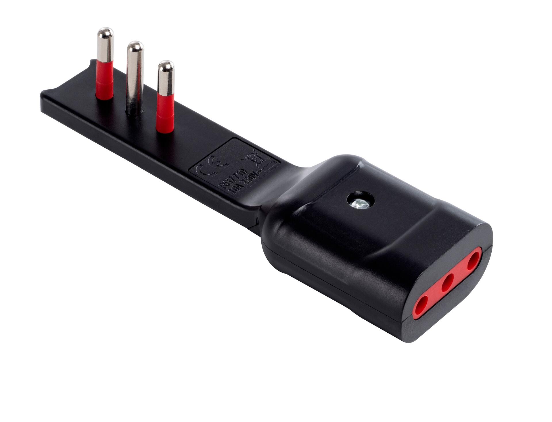 Adattatore Salvaspazio Extra Flat Spina Italiana 10A Angolata Presa Italiana 10A Nero