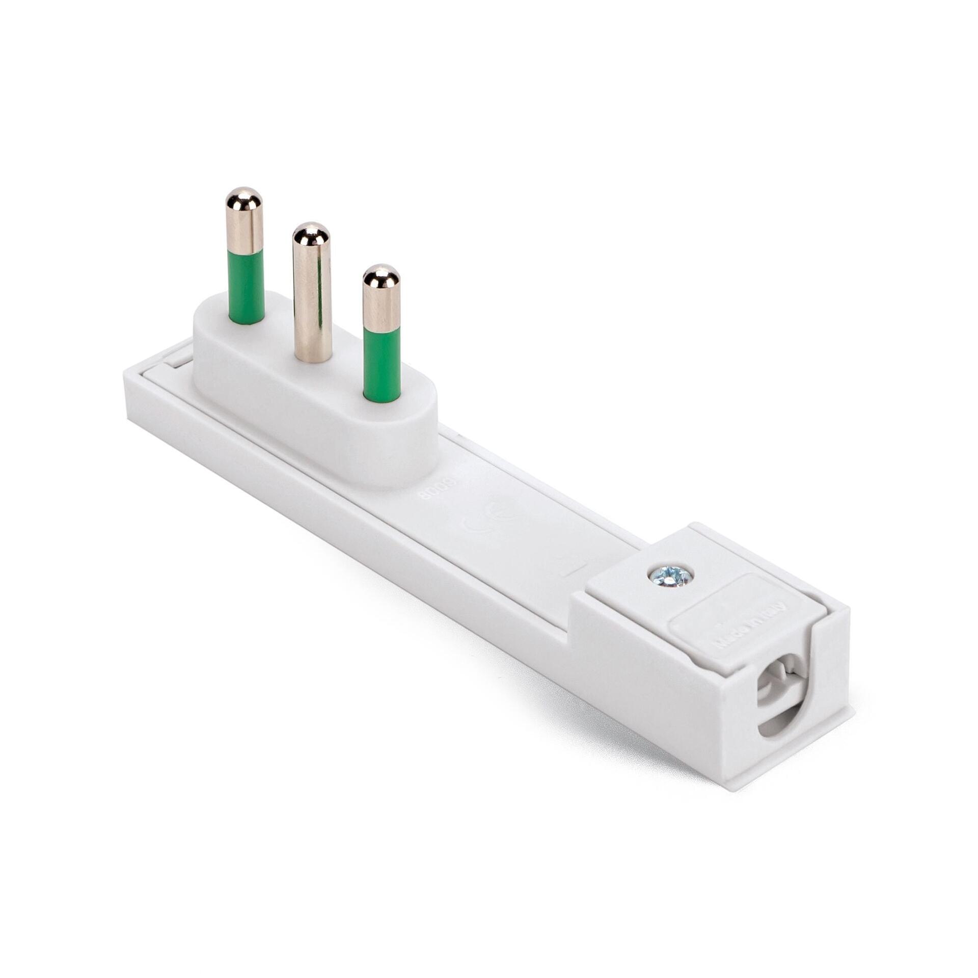 Spina Italiana 16A 2P+T Salvaspazio Super Sottile Smontabile Angolata Bianco