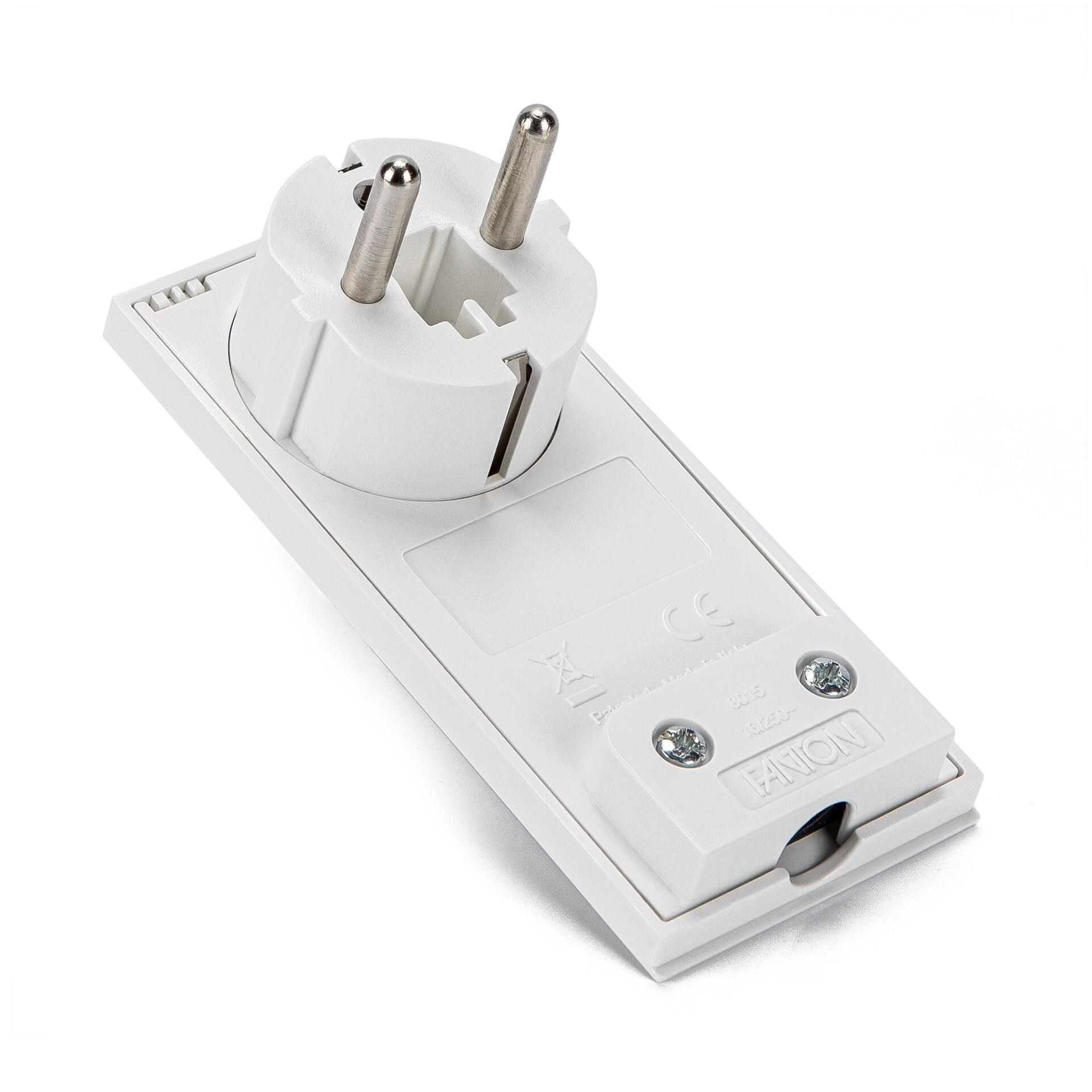 Spina Schuko 16A 2P+T Salvaspazio Super Sottile Smontabile Angolata Bianco