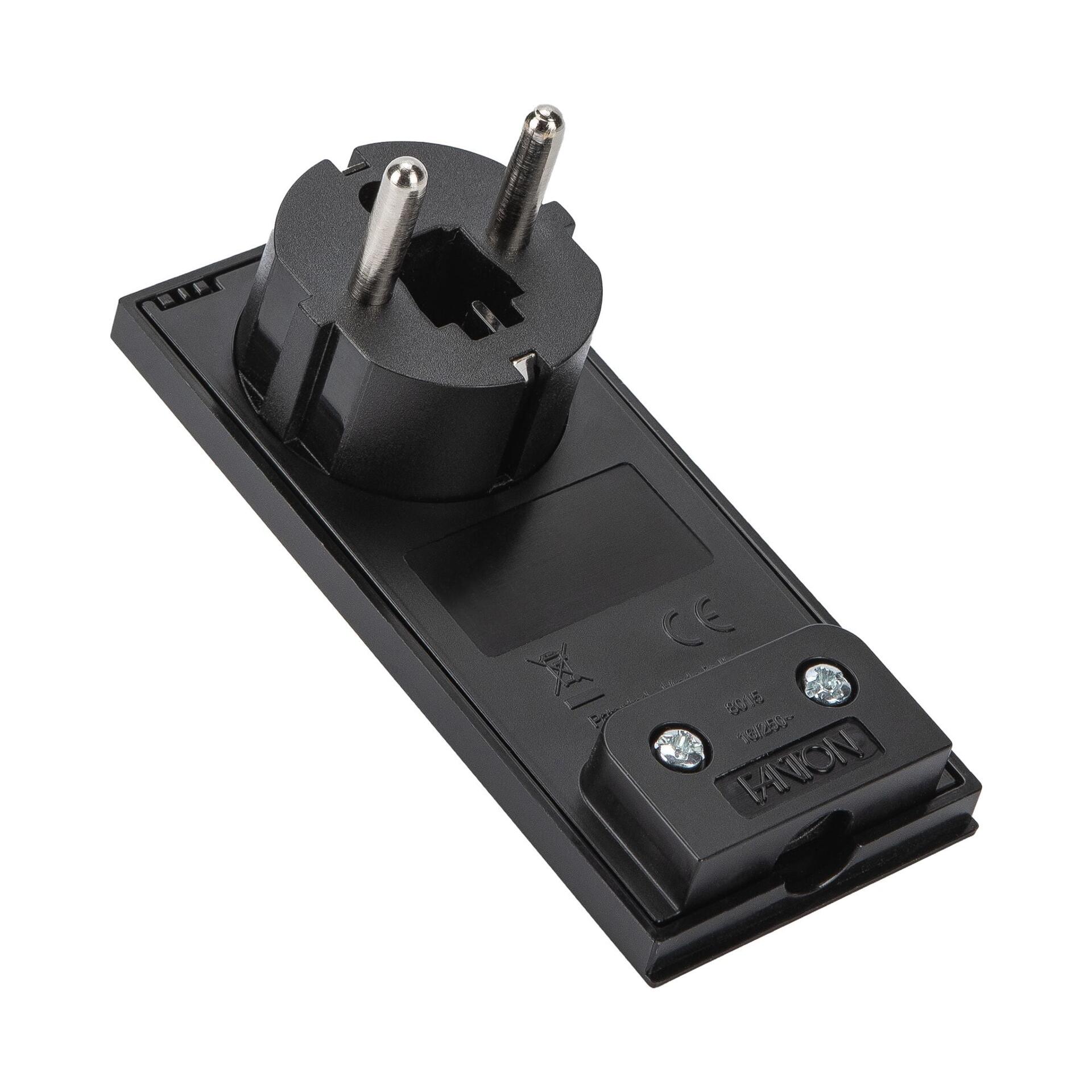 Spina Schuko 16A 2P+T Salvaspazio Super Sottile Smontabile Angolata Nero