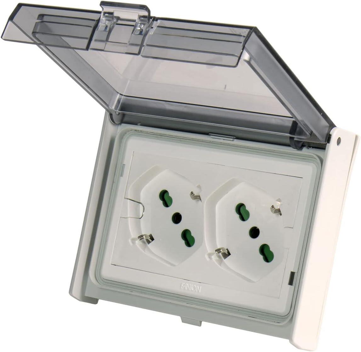 Multipresa Universale IP55 da Incasso con Doppia Presa Bipasso Italiana Schuko Precablata