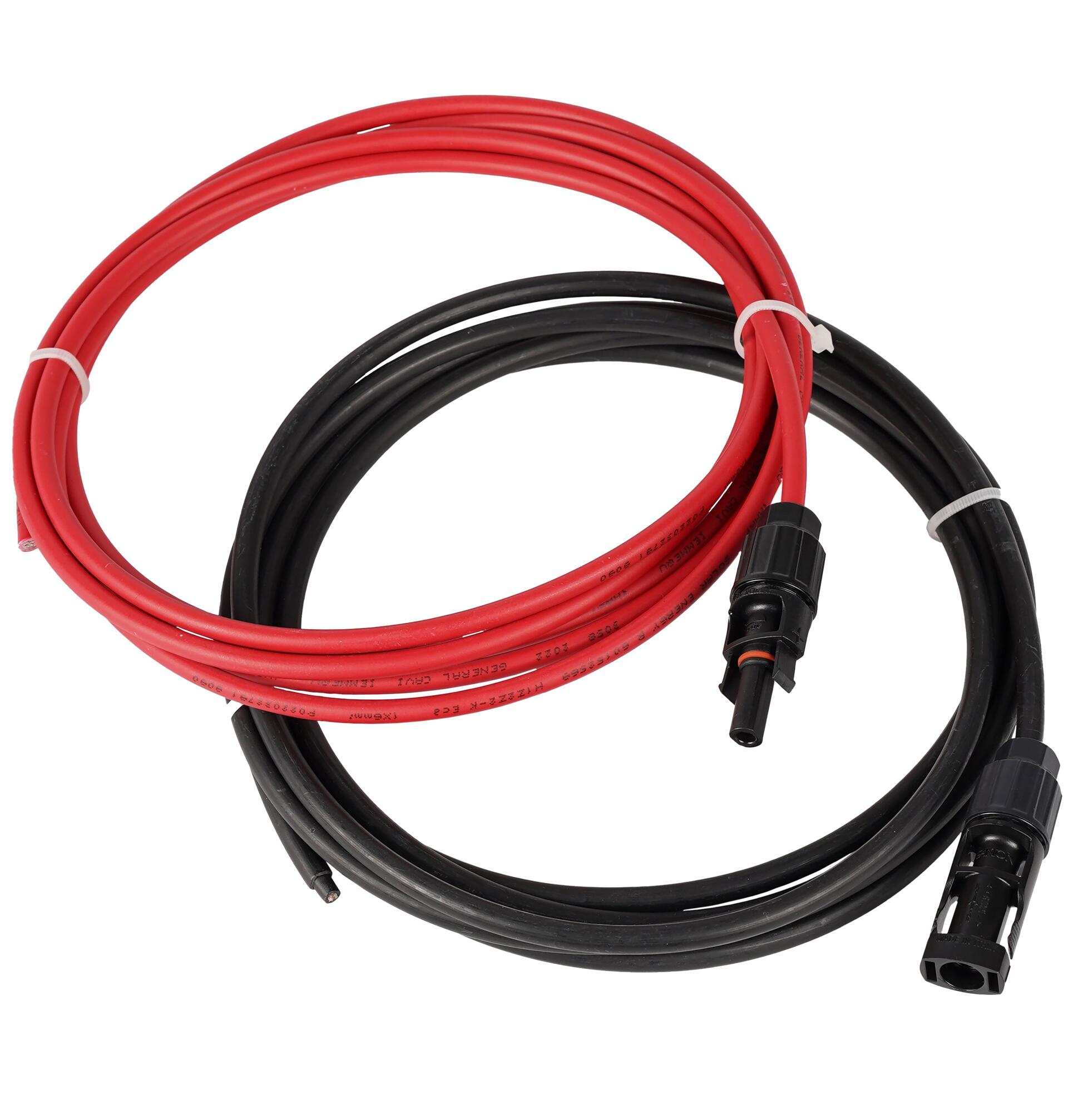 Coppia Cavi Fotovoltaico 4 mm² 1500V Maschio/Femmina ad Estremità da Assemblare 1m