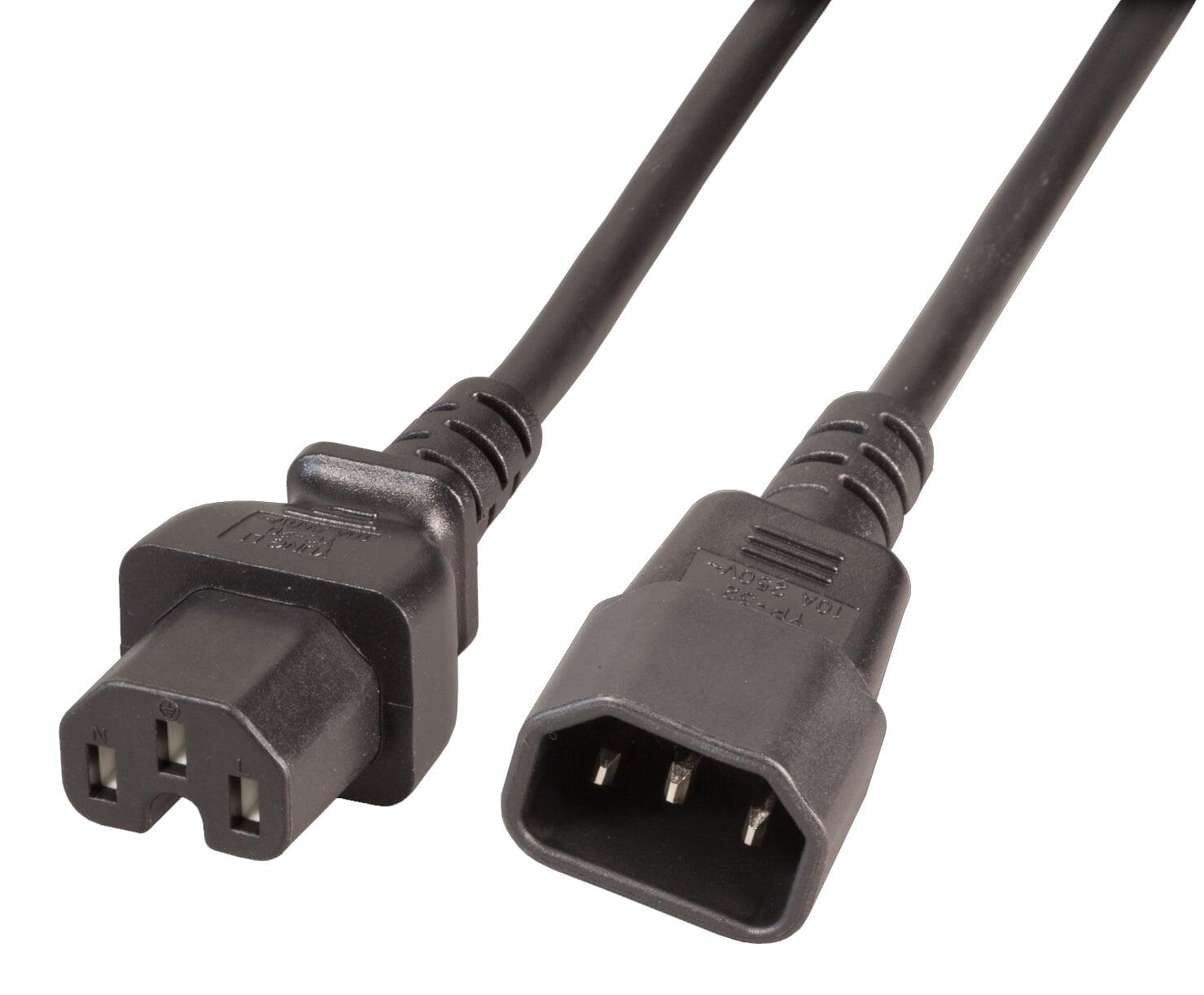 Cavo di Alimentazione C14 / C15 (180°) per Dispositivi a Caldo 3 metri
