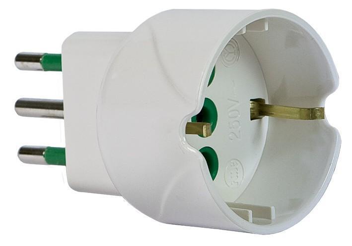 Adattatore Schuko Spina 2P+T 10A Presa Schuko 2P+T 16A