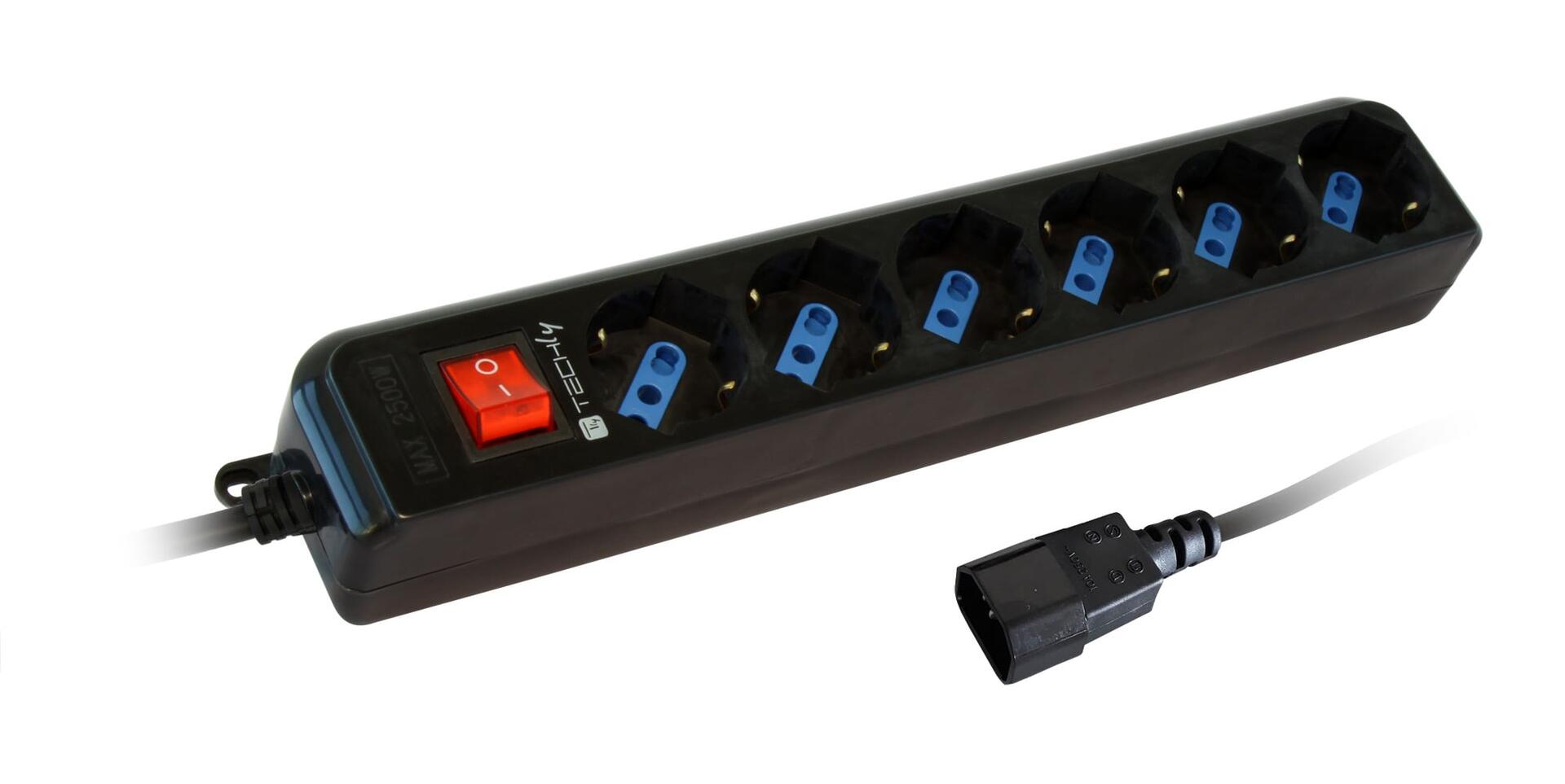 Multipresa 6 Posti Italiana Bipasso con Spina VDE Nero