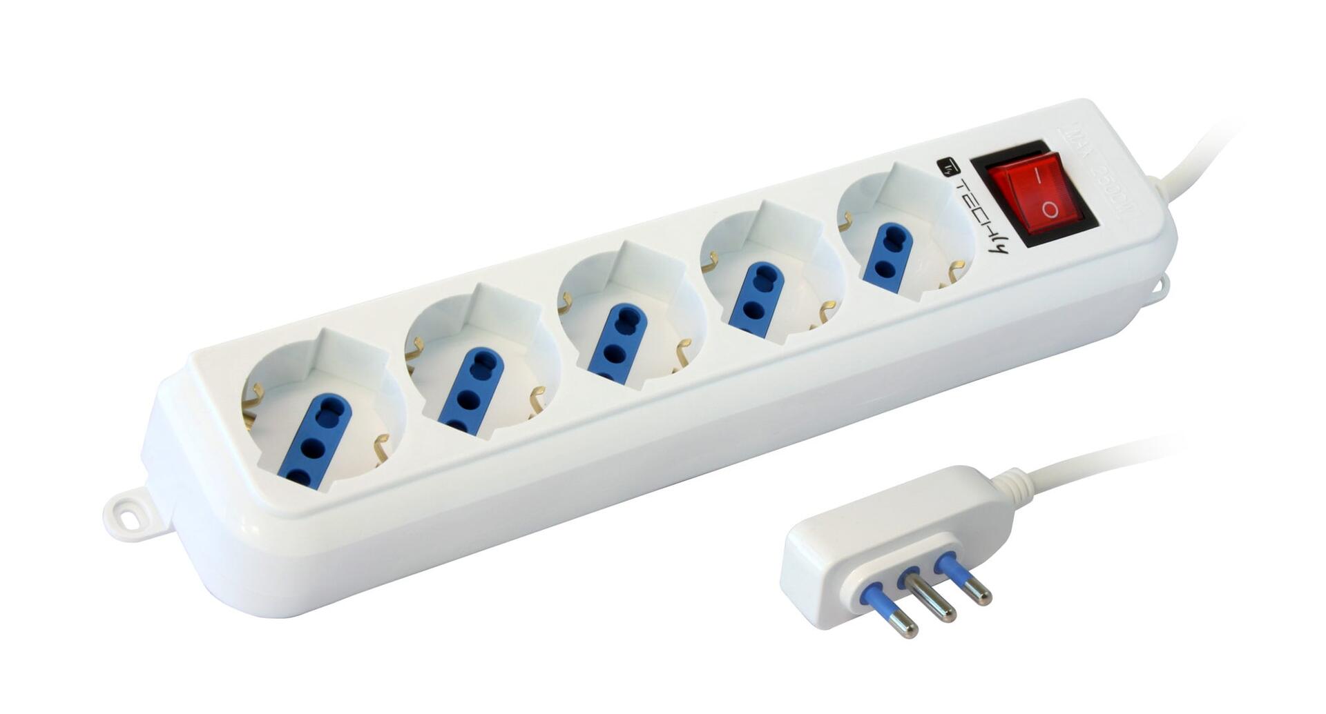 Multipresa 5 Posti Italiana Bipasso / Schuko Spina Angolata