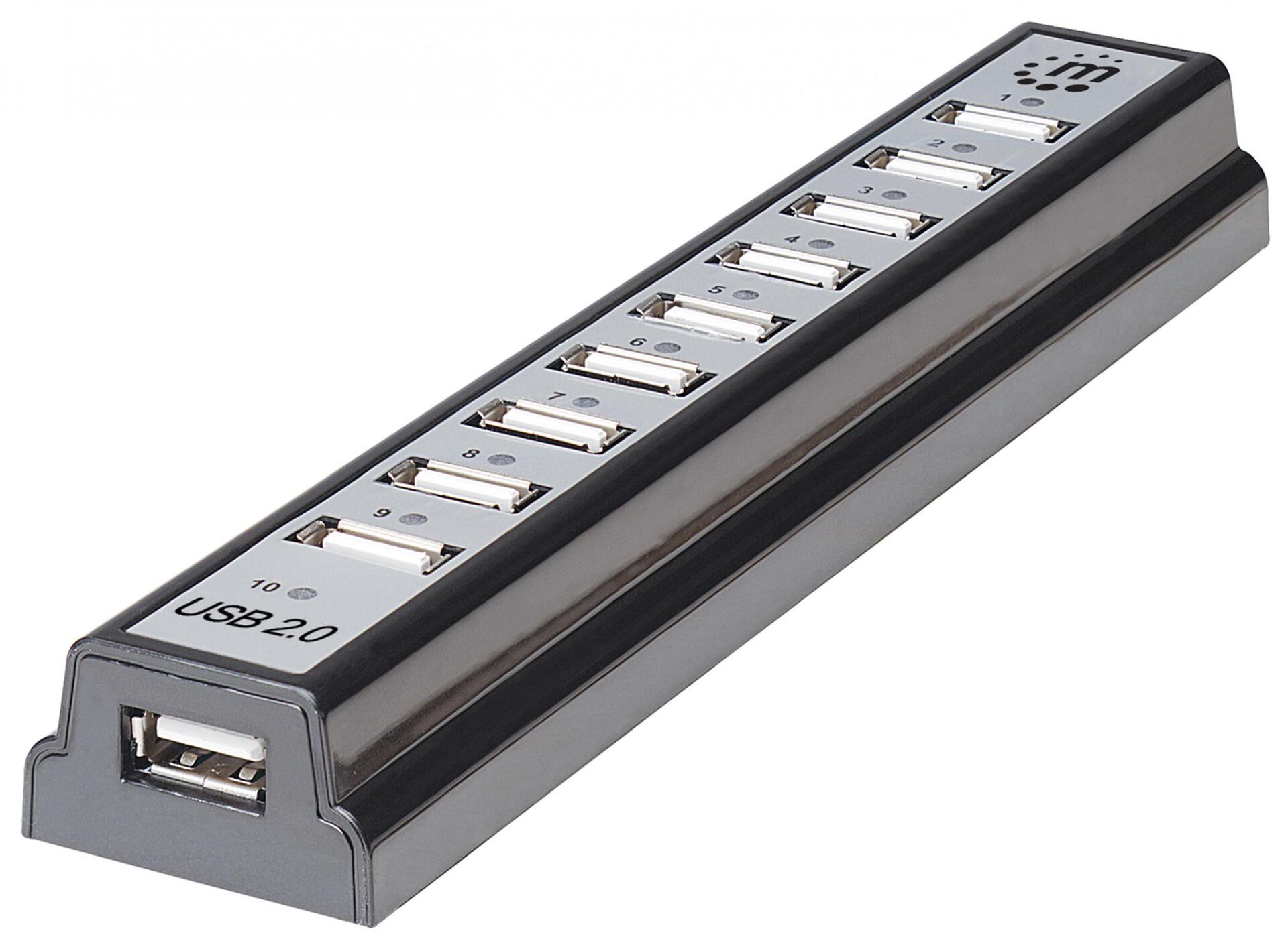 Hub USB 2.0 Hi-Speed 10 Porte da Tavolo con Alimentatore