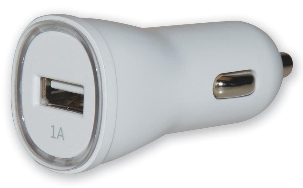 Caricatore da Auto Universale 1 Porta USB con Uscita 5V 1A Bianco