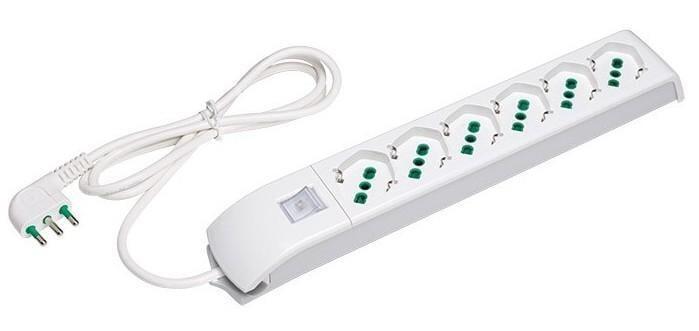 Multipresa 6 Posti Italiana Bipasso / Schuko Bianco