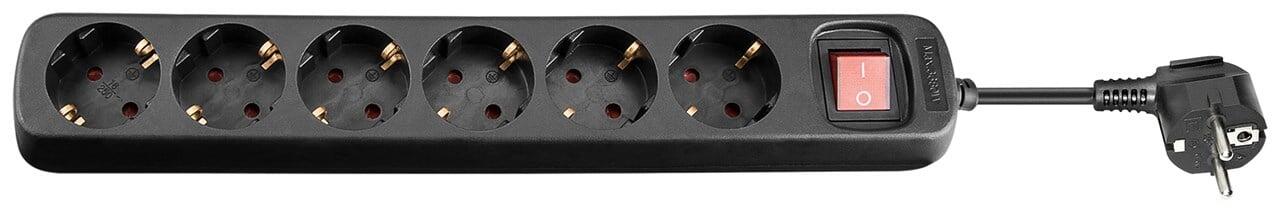 Presa Multipla a 6 Posti Schuko con Cavo 1,5m Nero