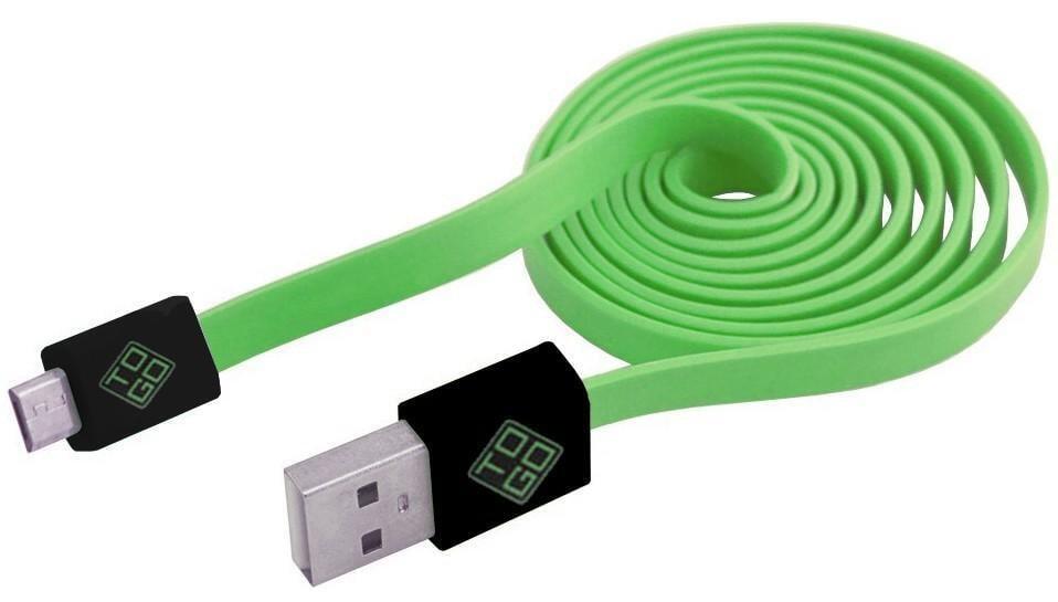 Cavo Flat USB AM a Micro USB M 1m Verde / Nero