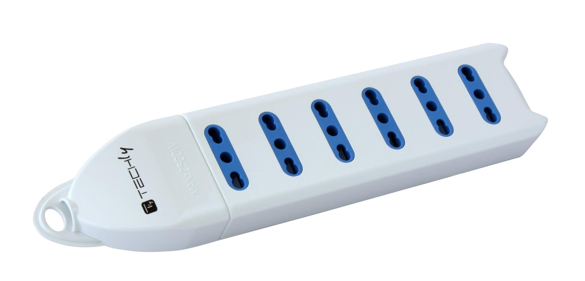 Multipresa 6 Posti Italiana Bipasso Senza Cavo Bianco