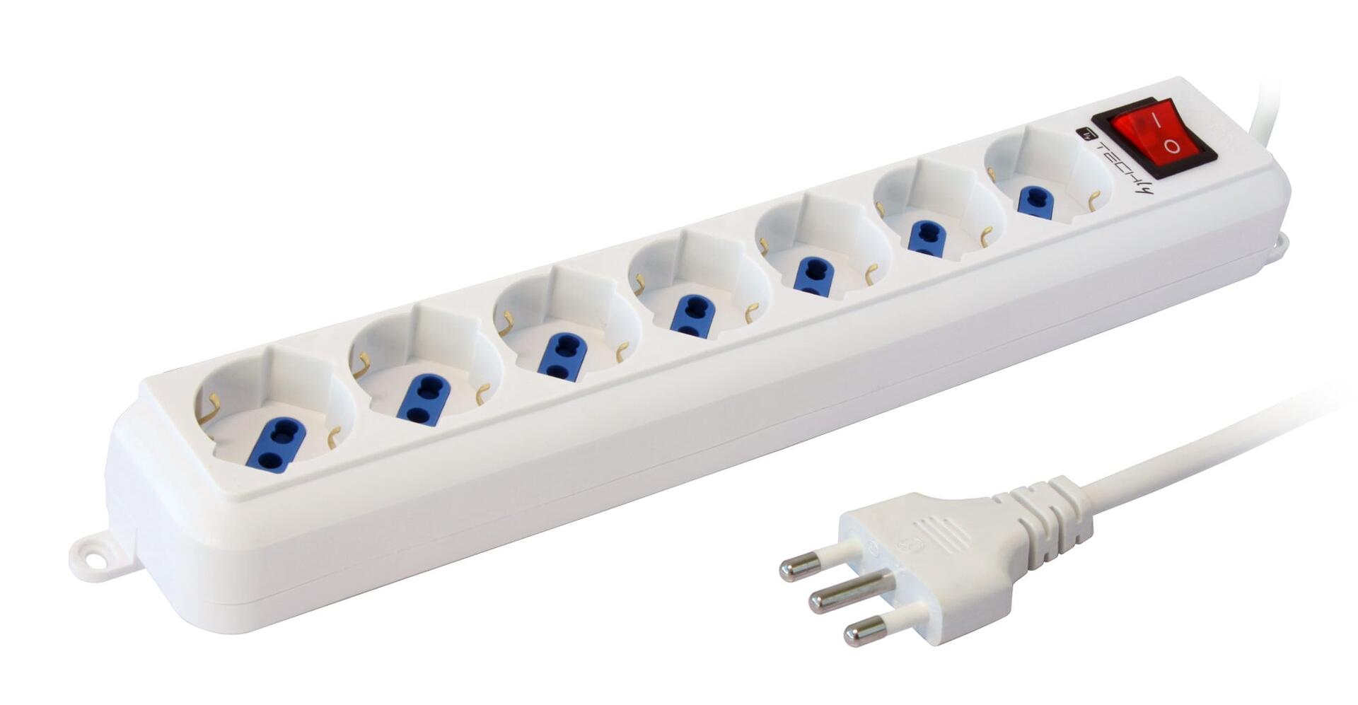 Multipresa 7 Posti Italiana Bipasso / Schuko Cavo 5m