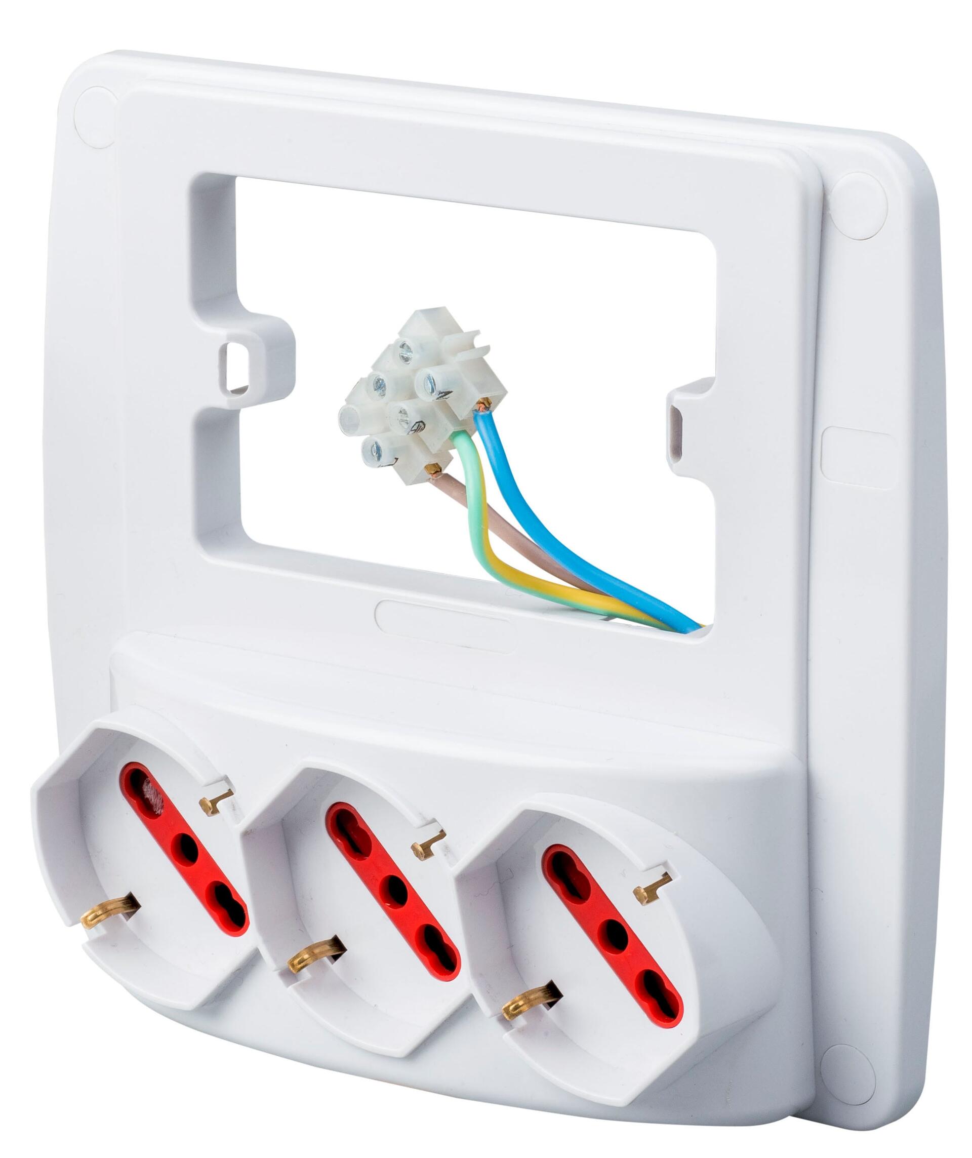 Multipresa da Parete 3 Posti Schuko Bianco