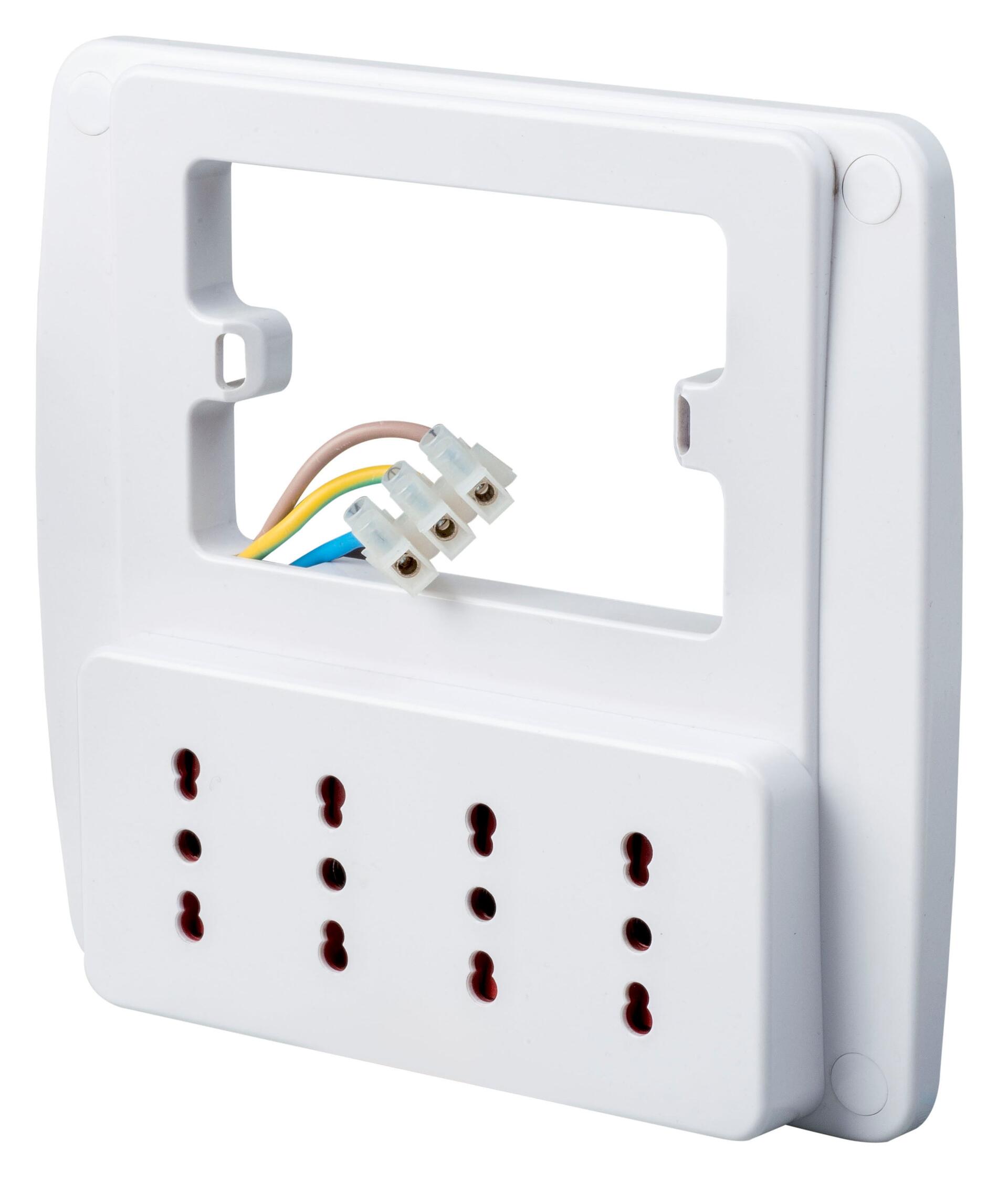 Multipresa da Parete 4 Posti Presa Italiana Bianco