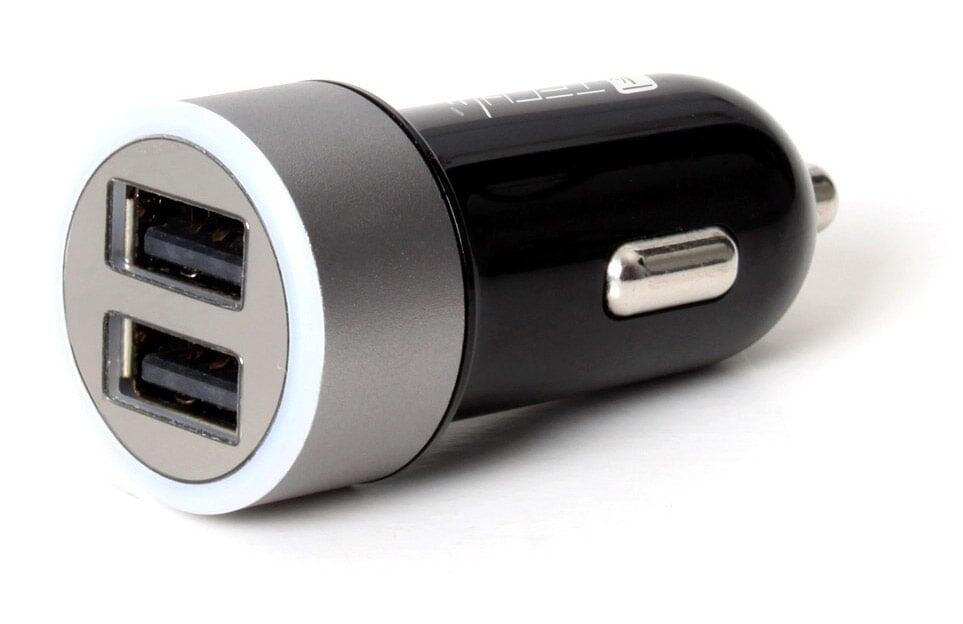 Caricatore da Auto Universale 2 Porte USB con Uscita 4,8A Nero