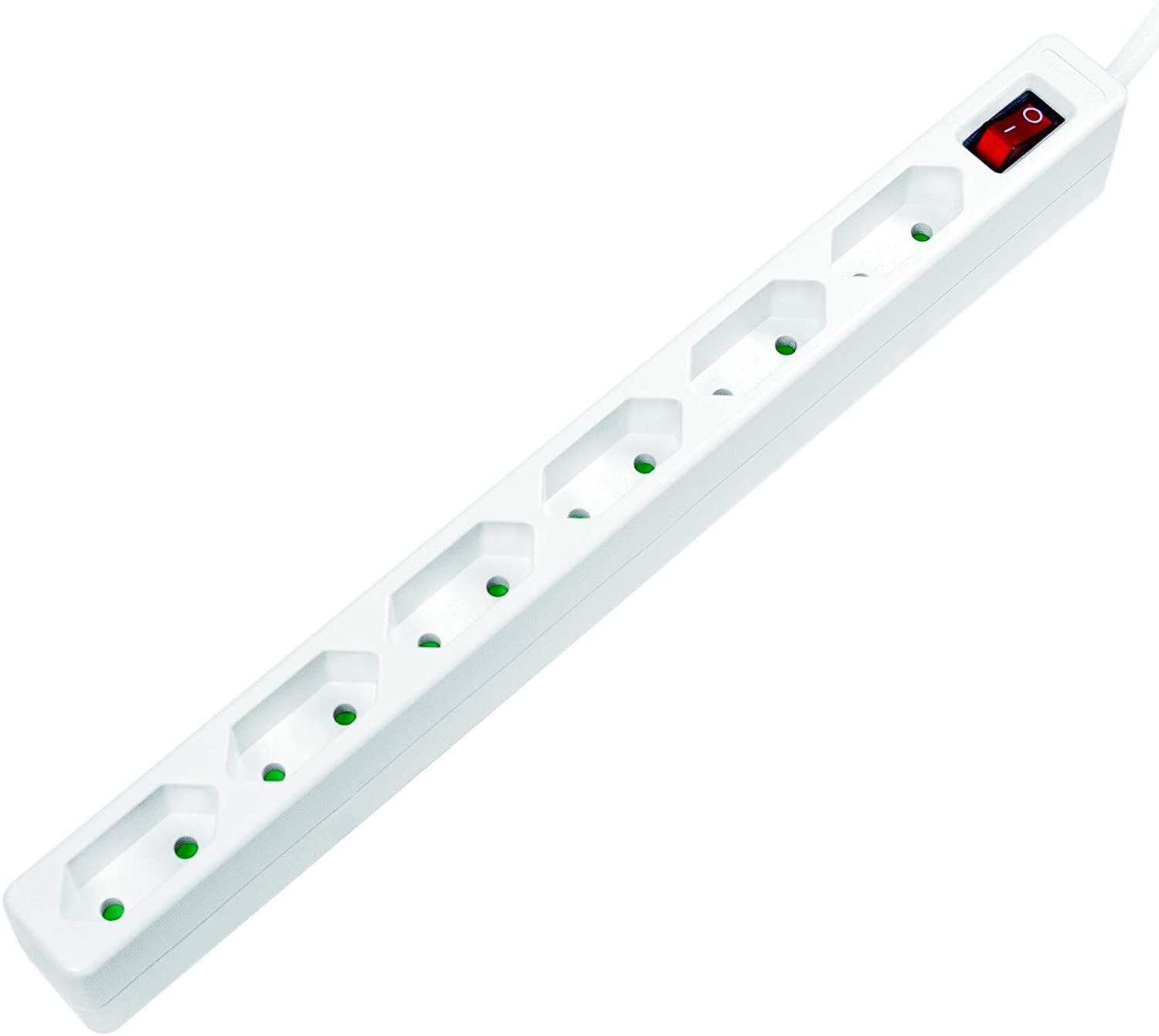 Multipresa 6 Posti Design Salvaspazio Bianco