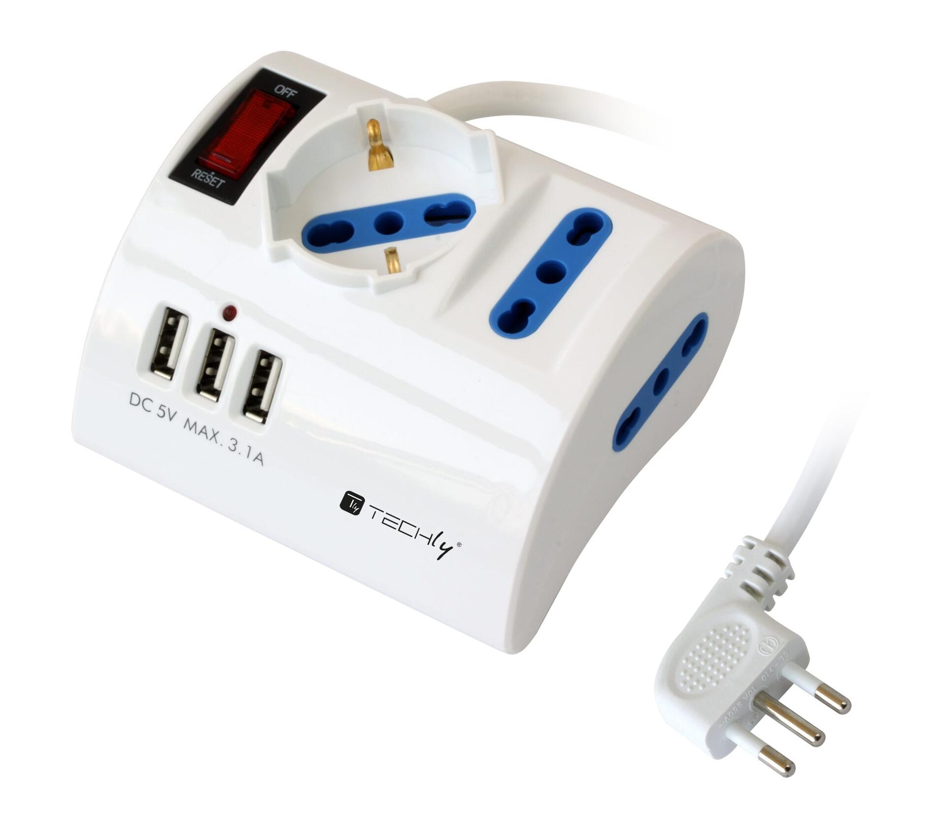 Multipresa da Tavolo 3 Posti con Porte USB