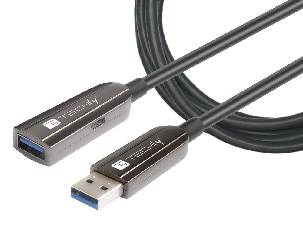 Cavo Ottico Attivo USB 3.2 SuperSpeed Active Optical Cable USB A M/F 100m Nero