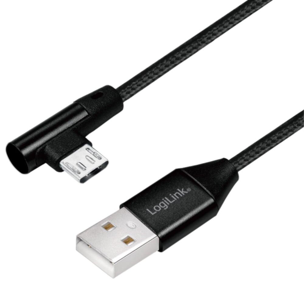 Cavo USB Micro-B Maschio Angolato/USB-A Maschio Dritto 1m Nero