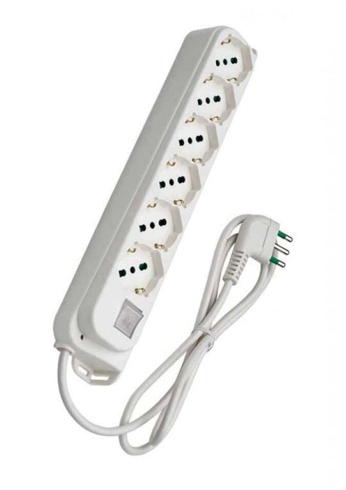 Multipresa 6 Posti Schuko con Interruttore e Cavo 1,5m Bianco