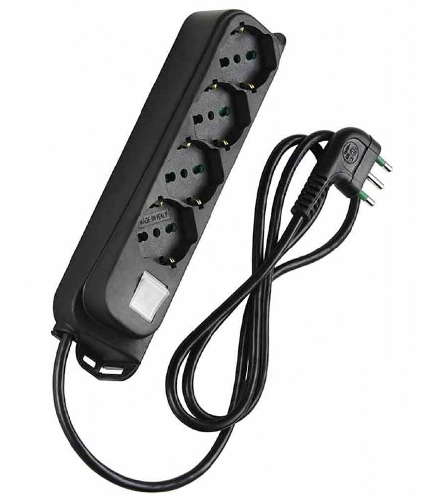 Multipresa 4 Posti Schuko con Interruttore e Cavo 1,5m Nero