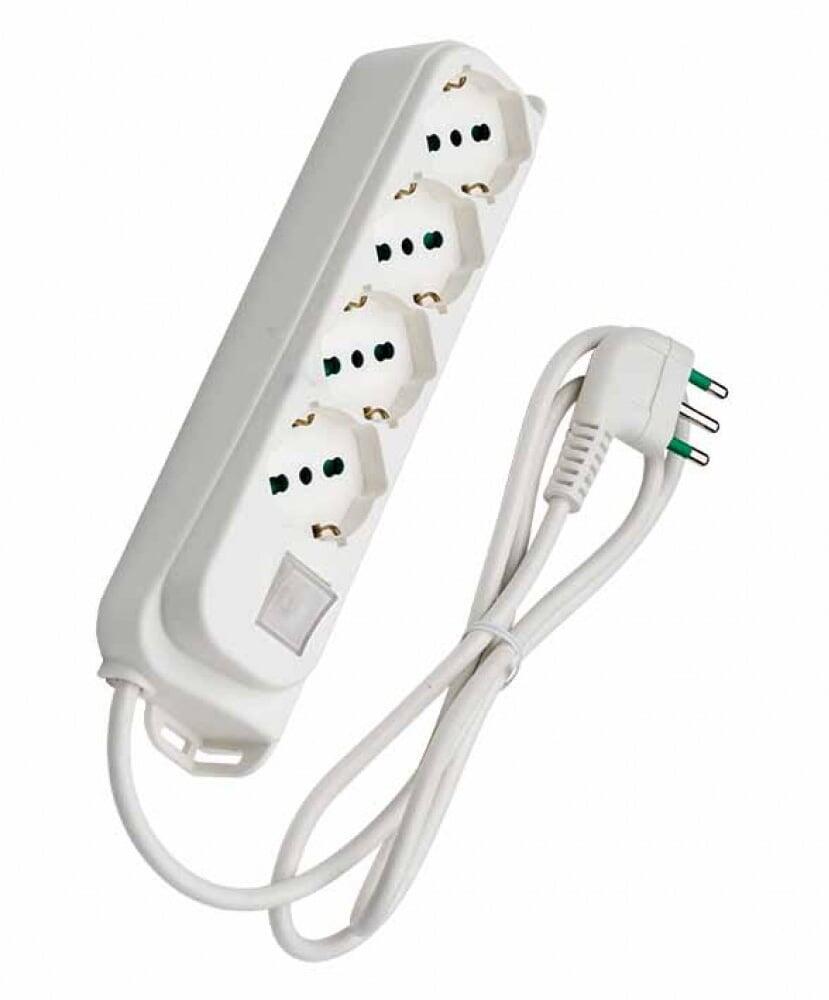 Multipresa 4 Posti Schuko con Interruttore e Cavo 1,5m Bianca