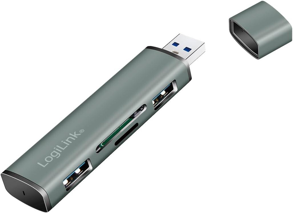 Hub USB3.2 Gen2 2 Porte USB A con Lettore di Schede Card Reader